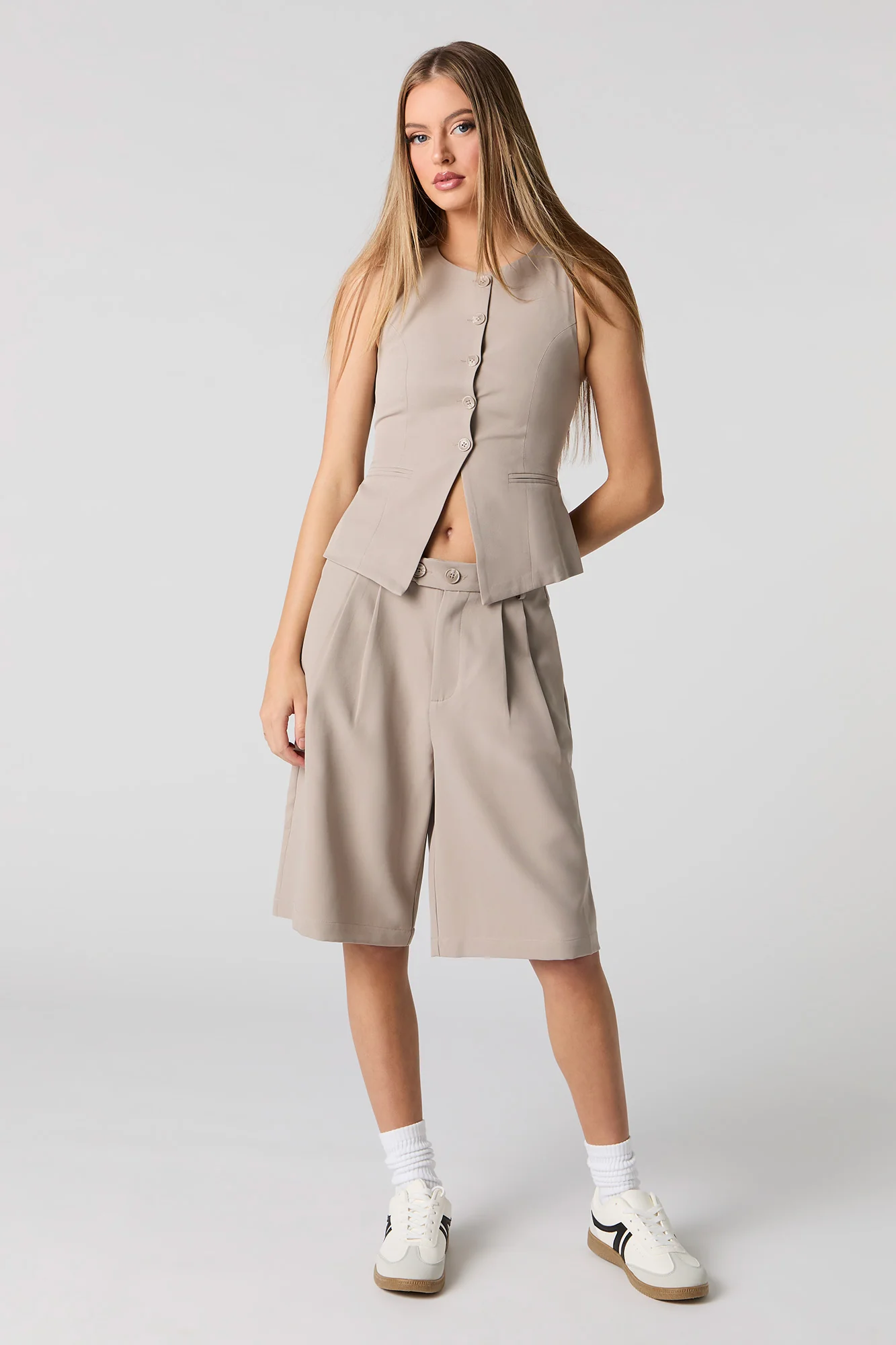 Pleated Longline Dress Short