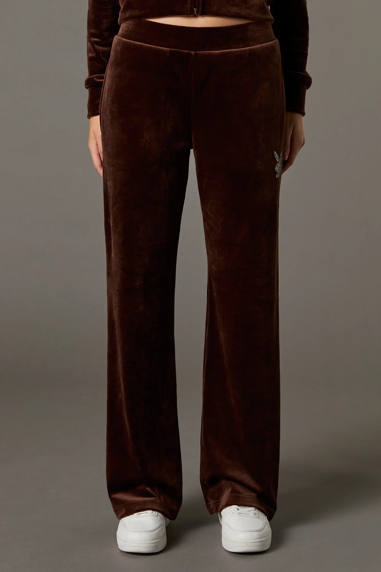 Pantalon à jambe large en velours avec Playboy en pierres du Rhin - Image 6