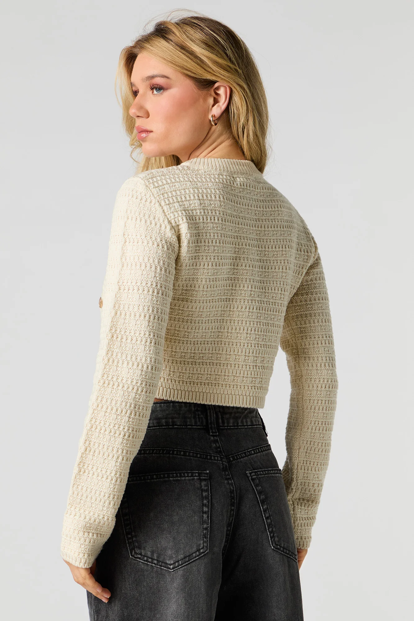 Textured Knit Button Front Cardigan - Image 5