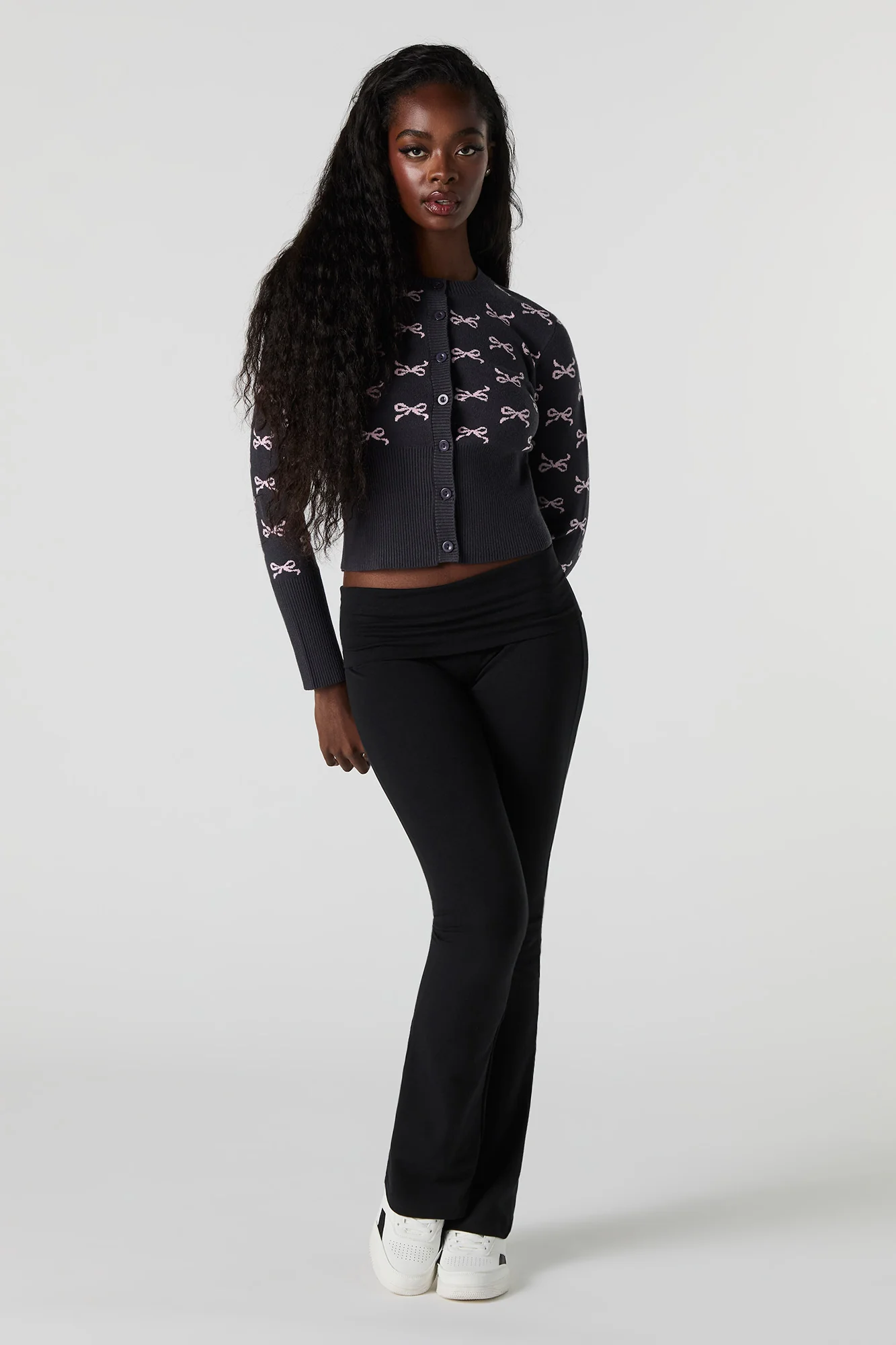 Jacquard Knit Button-Up Cardigan - Image 10