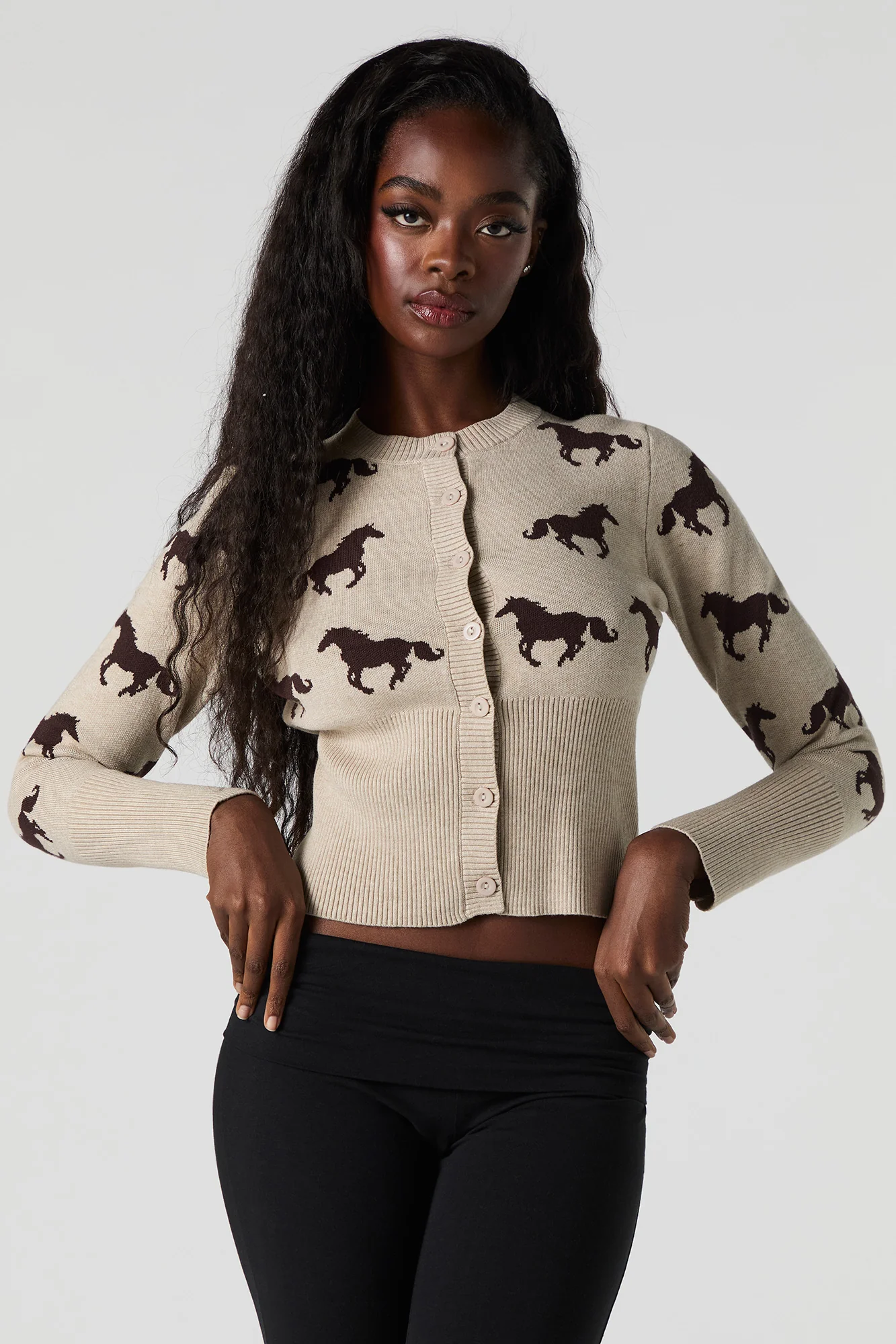 Jacquard Knit Button-Up Cardigan - Image 11