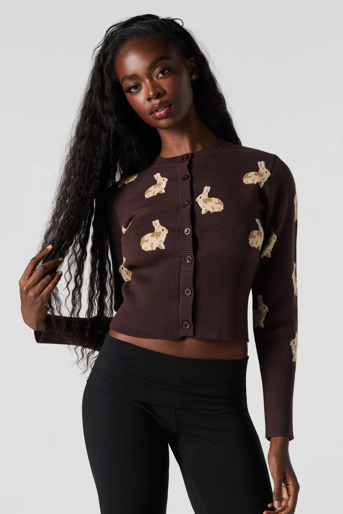Jacquard Knit Button-Up Cardigan - Image 14