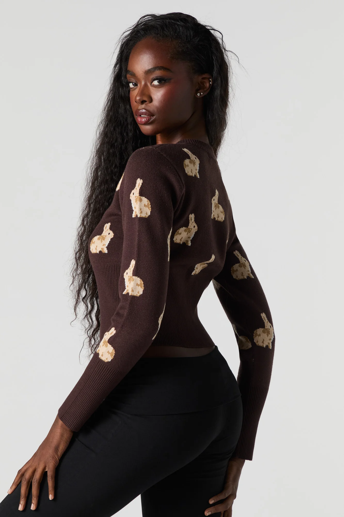 Jacquard Knit Button-Up Cardigan - Image 15