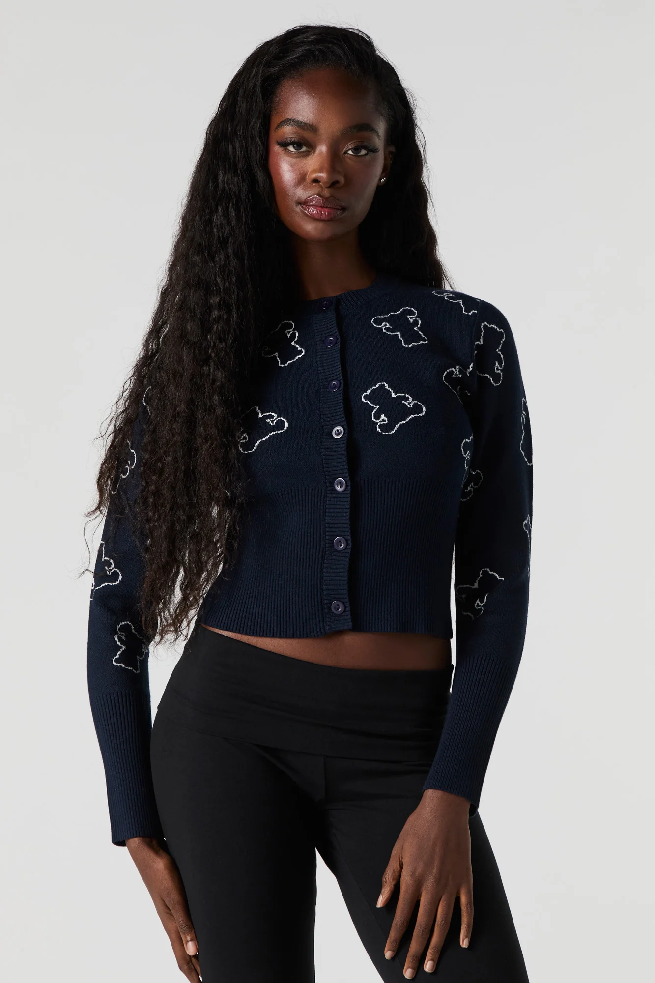 Jacquard Knit Button-Up Cardigan - Image 17