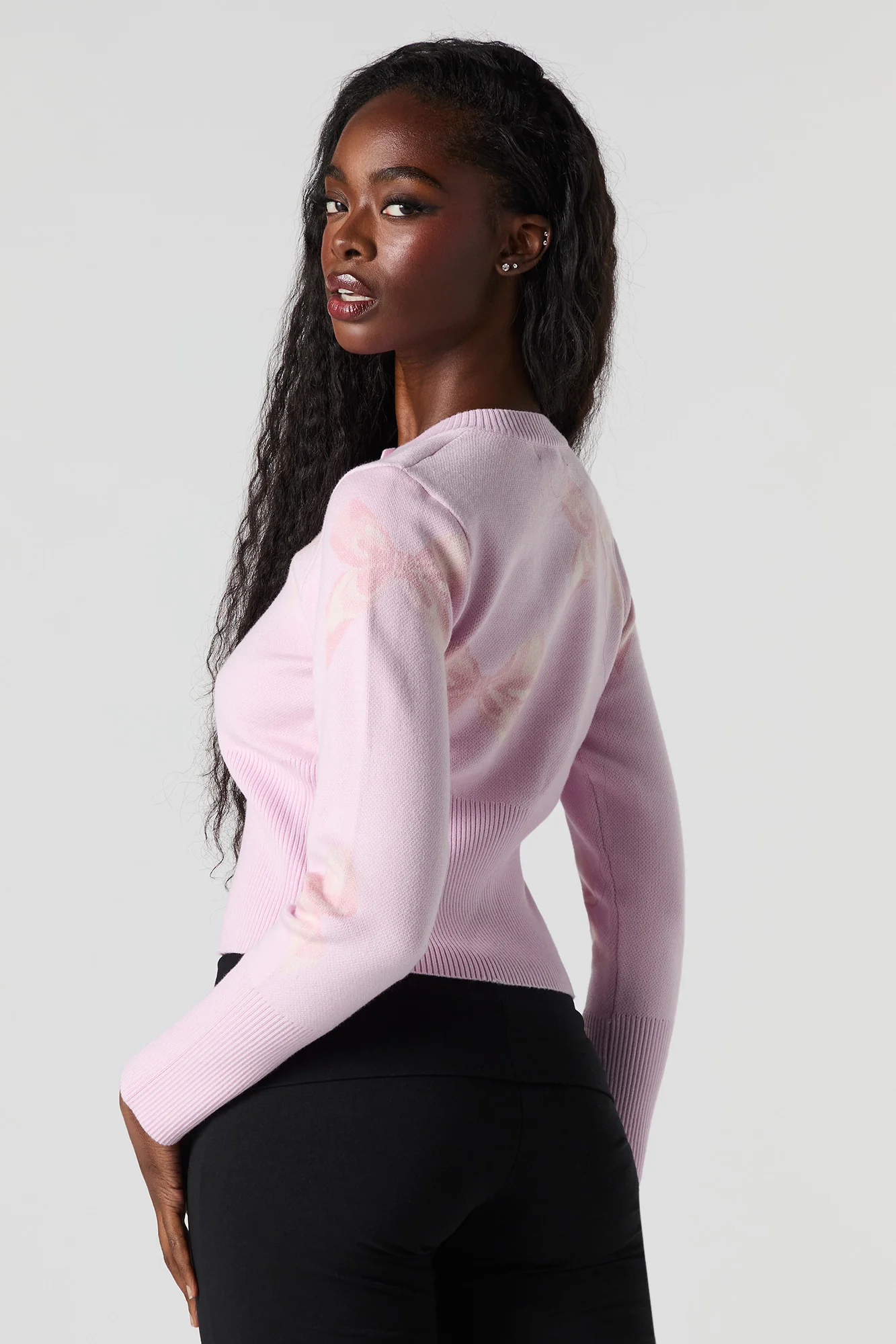 Jacquard Knit Button-Up Cardigan - Image 2