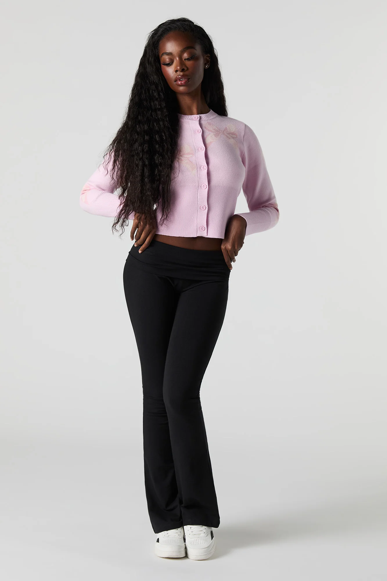 Jacquard Knit Button-Up Cardigan - Image 3