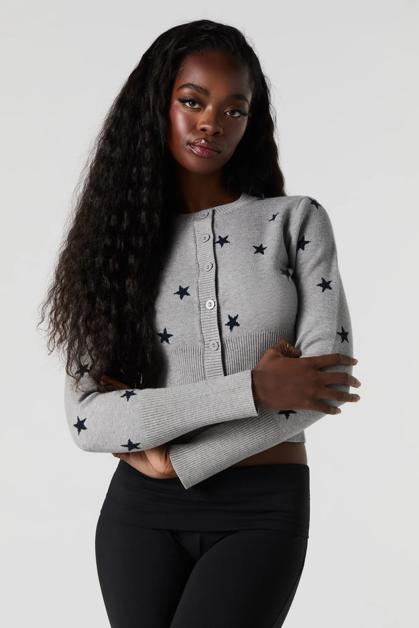 Jacquard Knit Button-Up Cardigan - Image 5