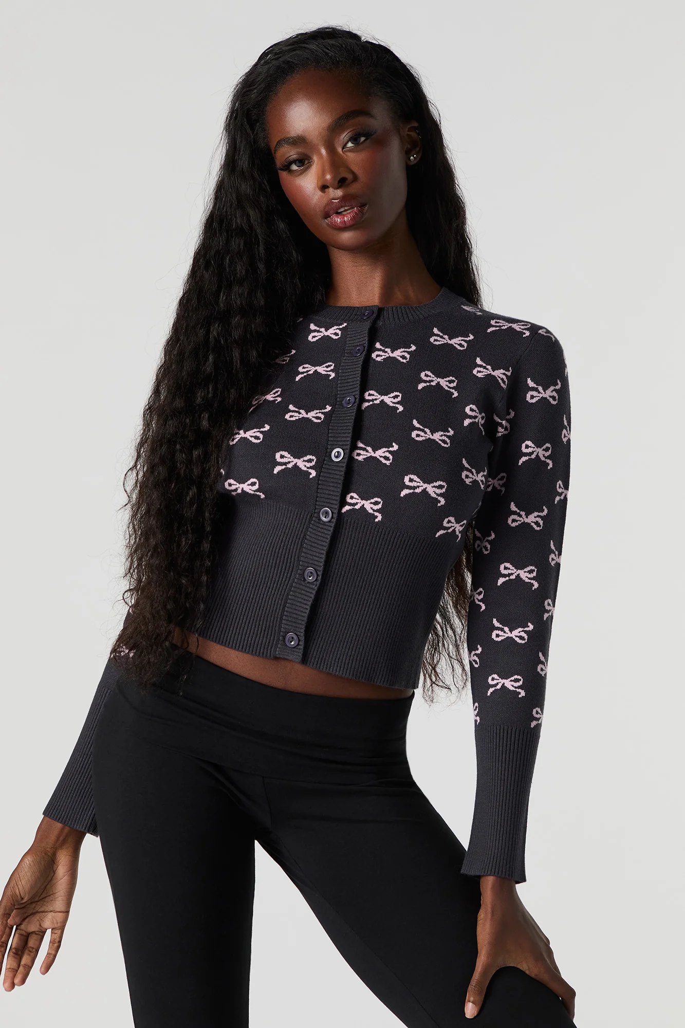 Jacquard Knit Button-Up Cardigan - Image 8