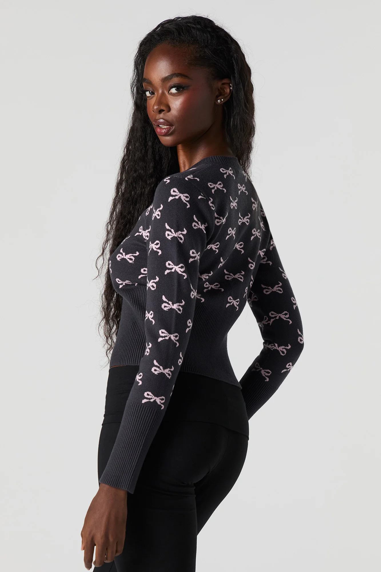 Jacquard Knit Button-Up Cardigan - Image 9