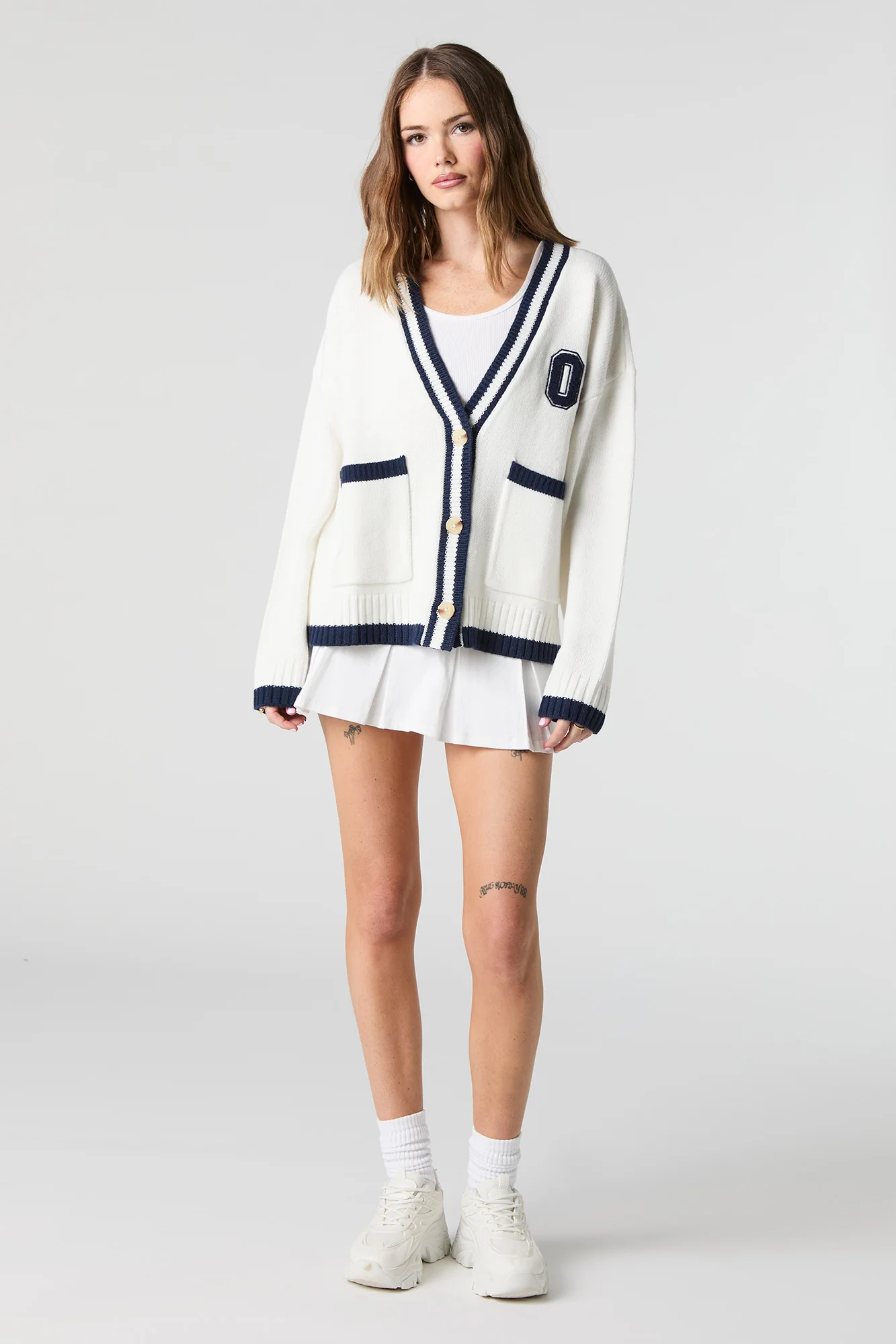 Chenille Embroidered Button-Up Knit Cardigan - Image 9