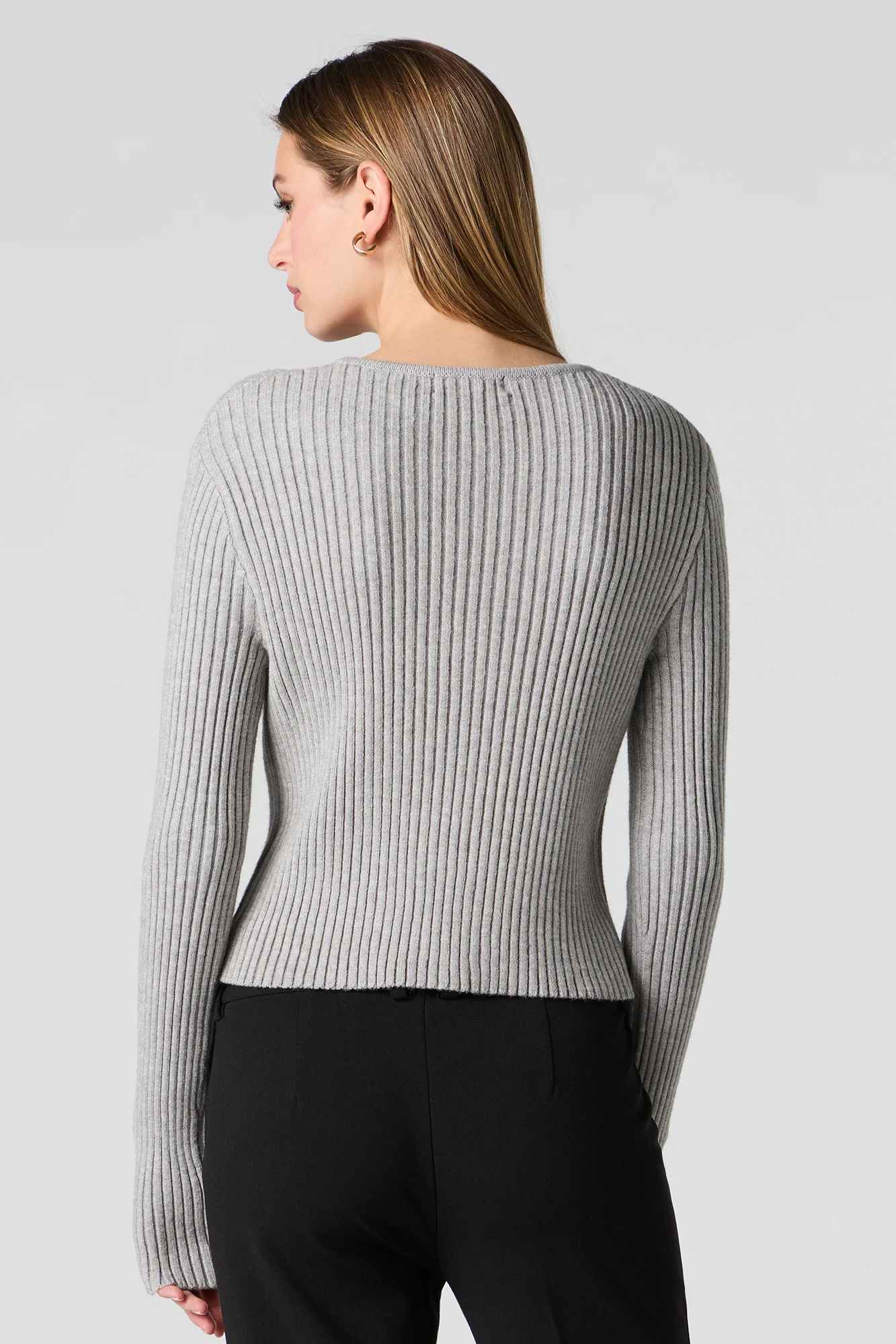 Ribbed Fly-Away Knit Cardigan - Image 2