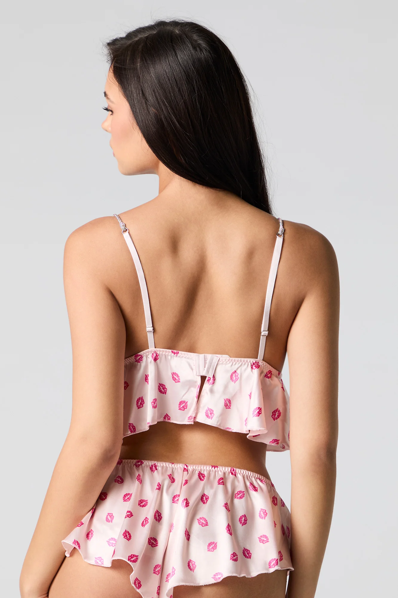 Satin Rhinestone Babydoll Tank & Shortie 2 Piece Pajama Set - Image 12