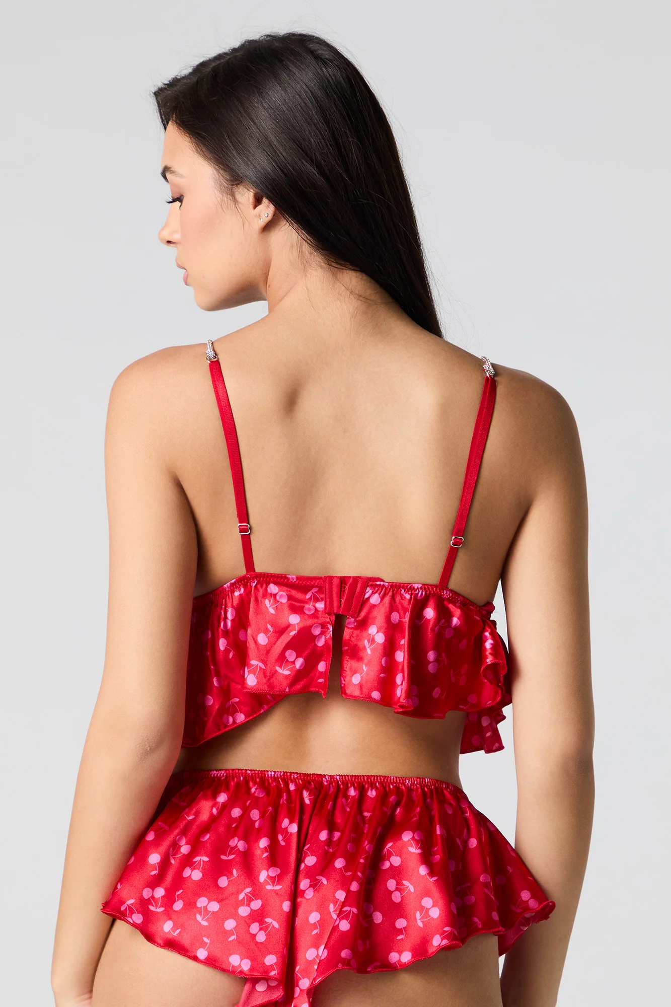 Satin Rhinestone Babydoll Tank & Shortie 2 Piece Pajama Set - Image 9