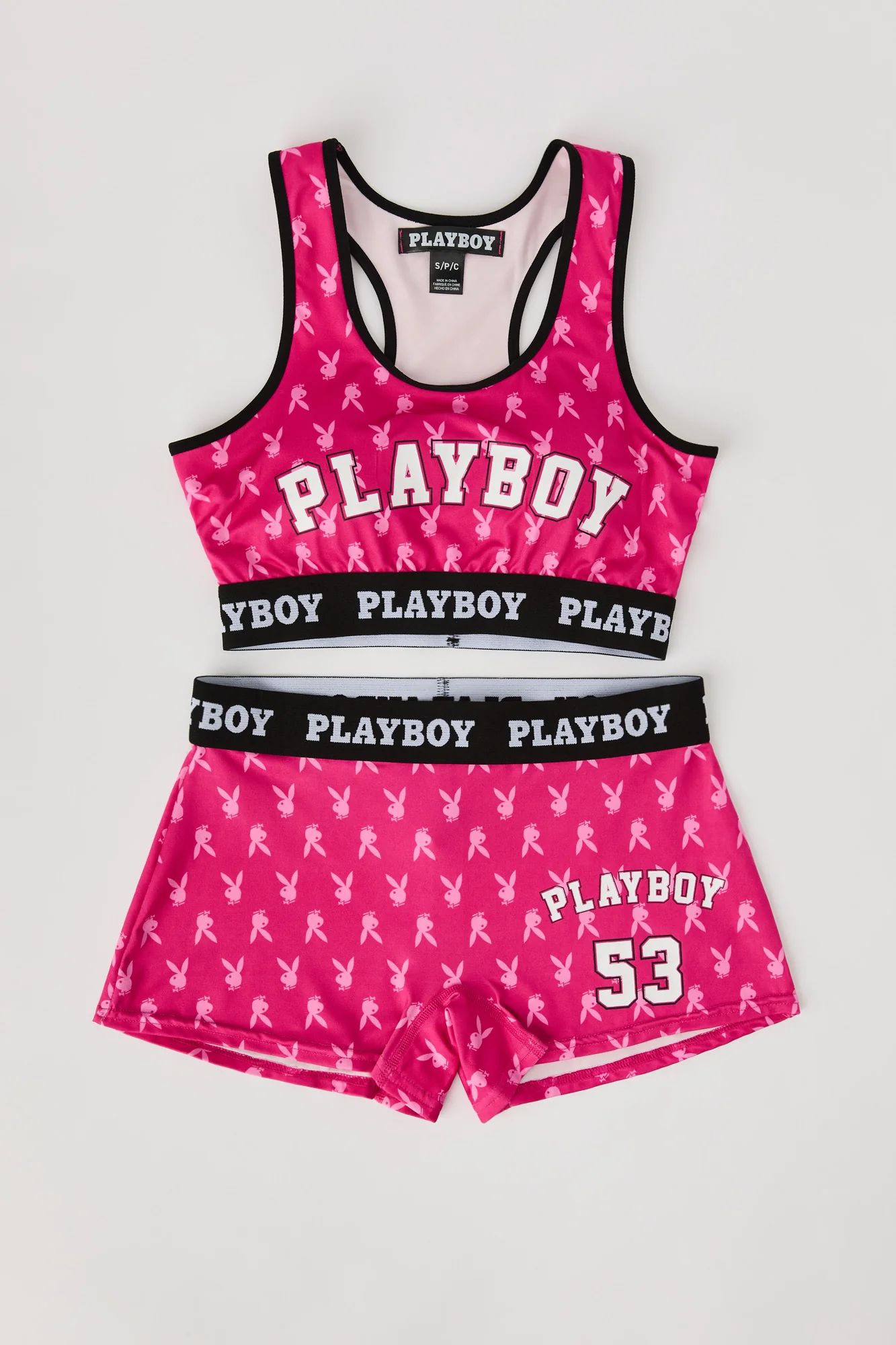 Ensemble 2 pièces soutien-gorge sport et short coupe garçonne Playboy - Image 12
