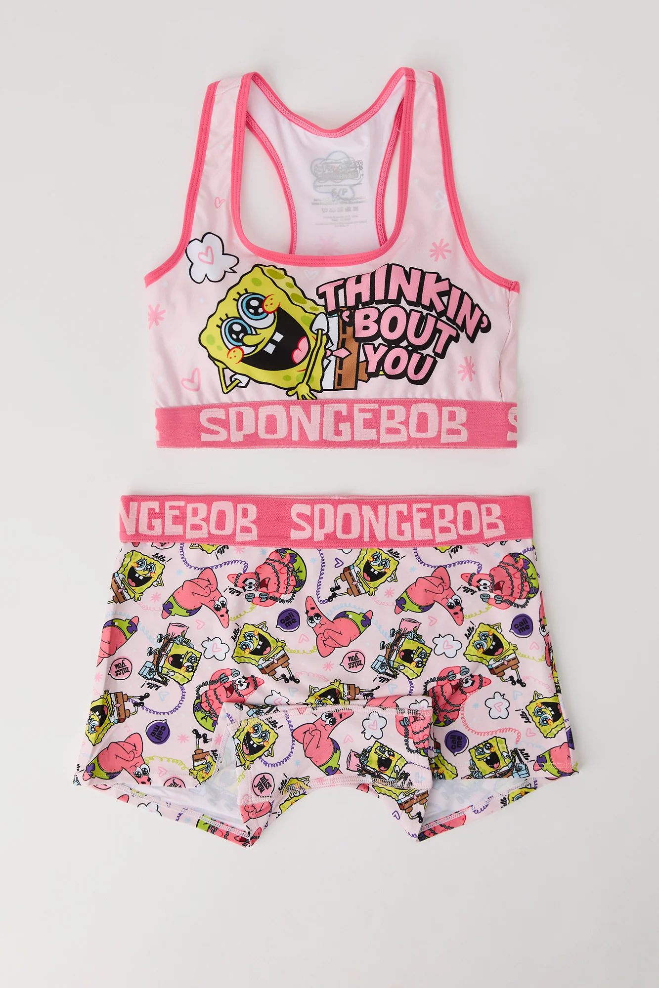 Ensemble 2 pièces soutien-gorge sport et short garçonne à imprimé SpongeBob