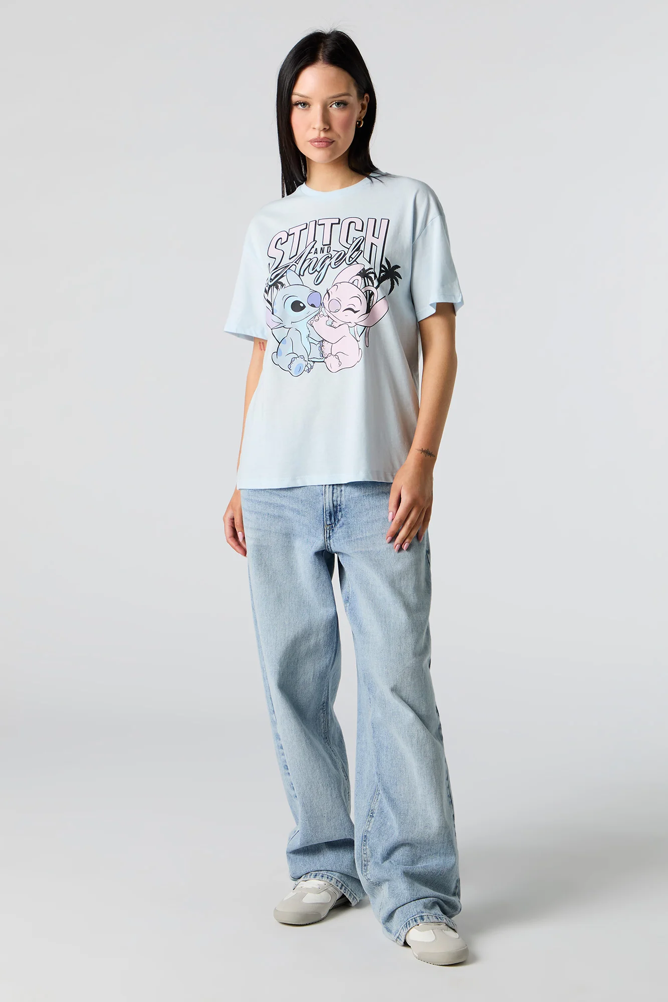 Stitch & Angel Graphic Boyfriend T-Shirt - Image 3
