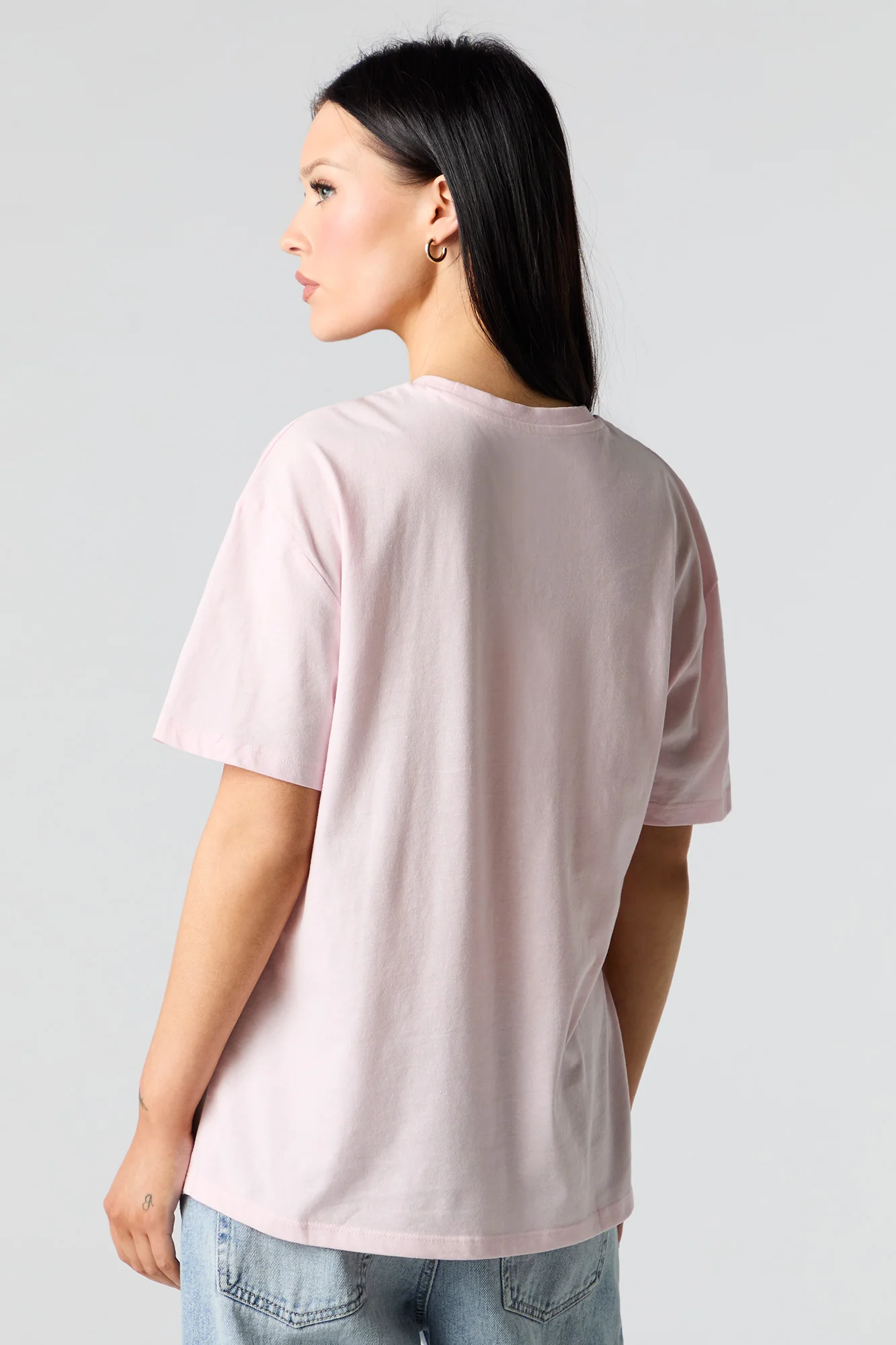 T-shirt de coupe garçonne rose à imprimé Stitch & Angel - Image 2