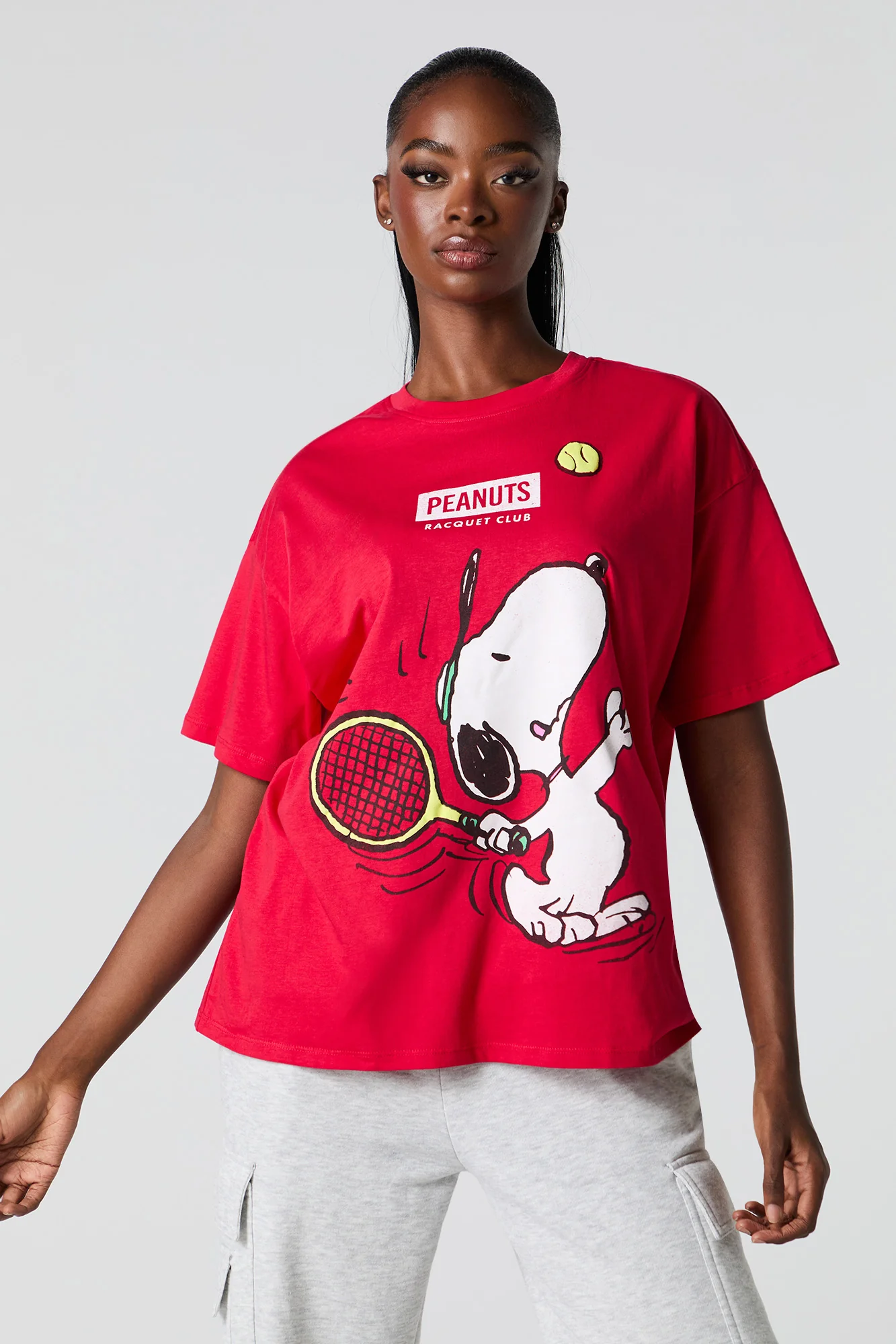 T-shirt de coupe garçonne à imprimé Snoopy