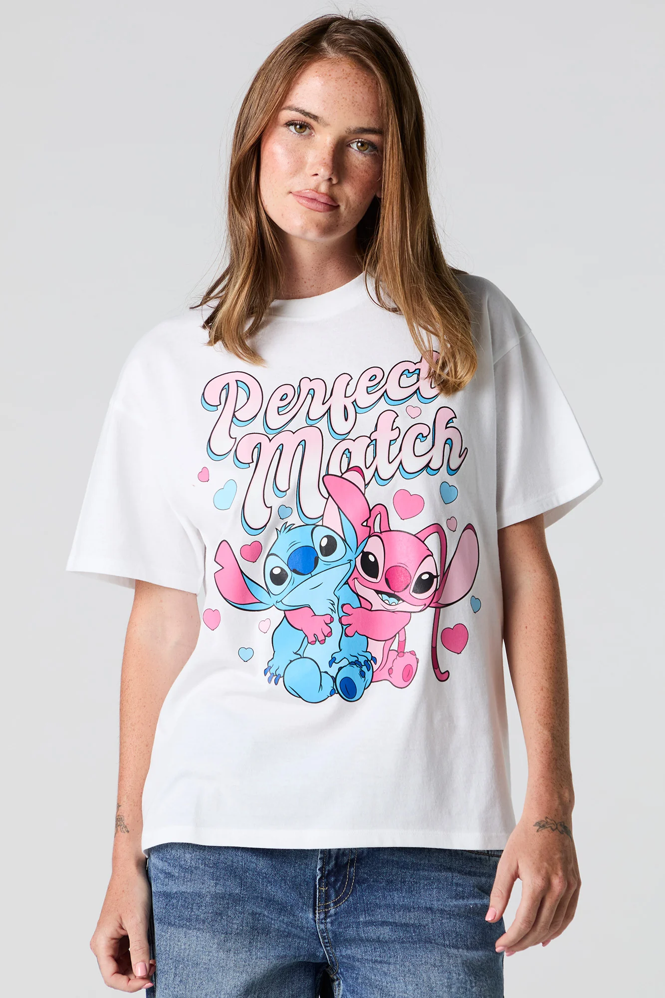 T-shirt coupe garçonne à imprimé Stitch Perfect Match