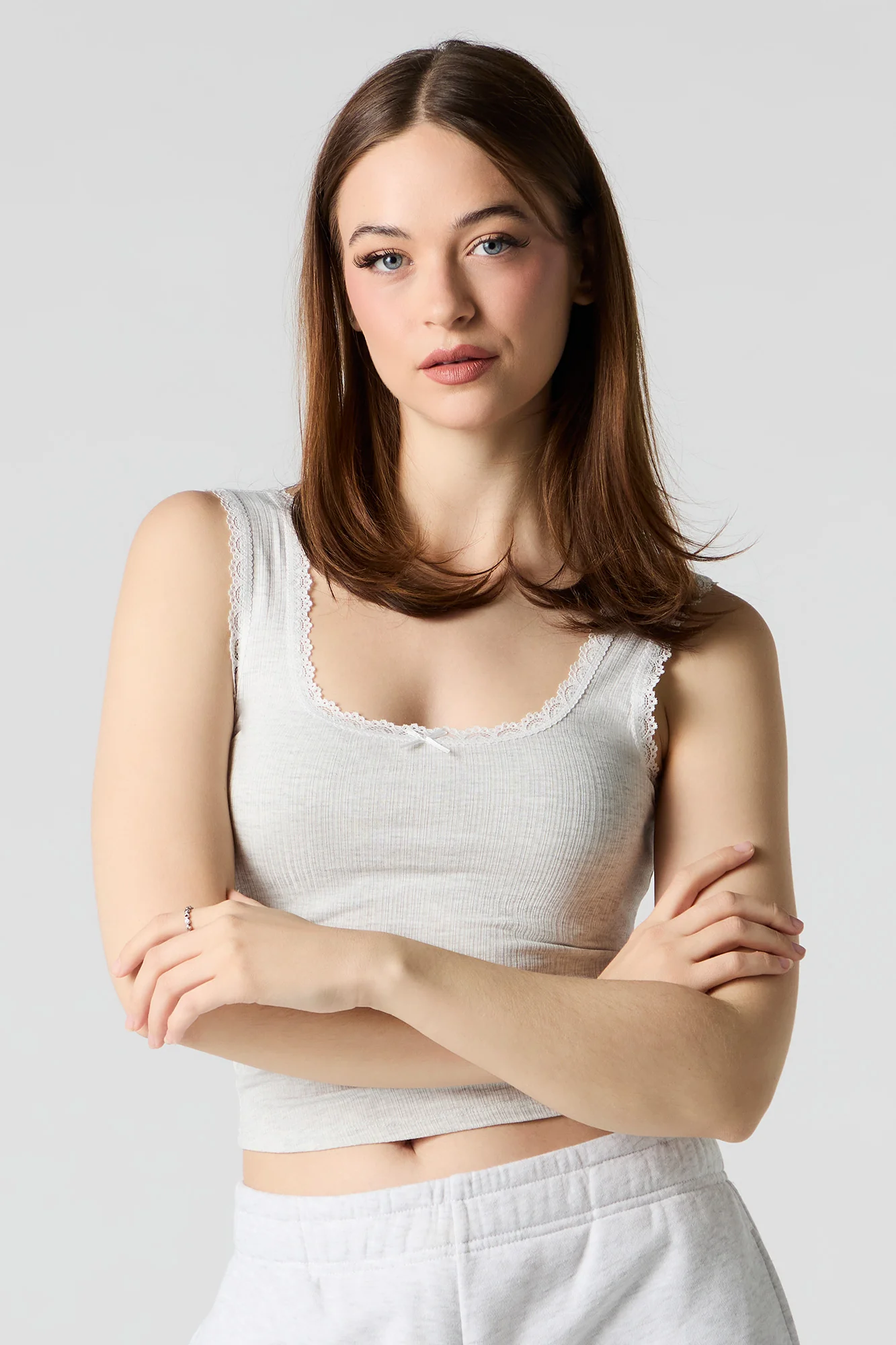 Ribbed Lace Trim Bow Tank - Image 7