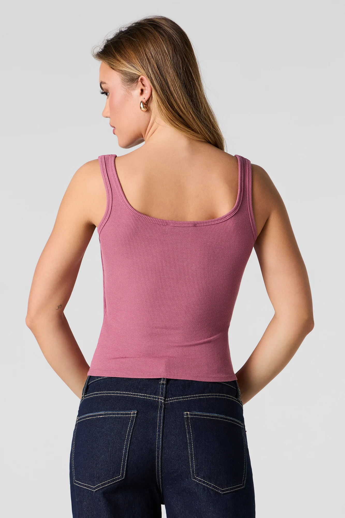 Ribbed Square Neck Tank with Built-In-Cups - Image 18