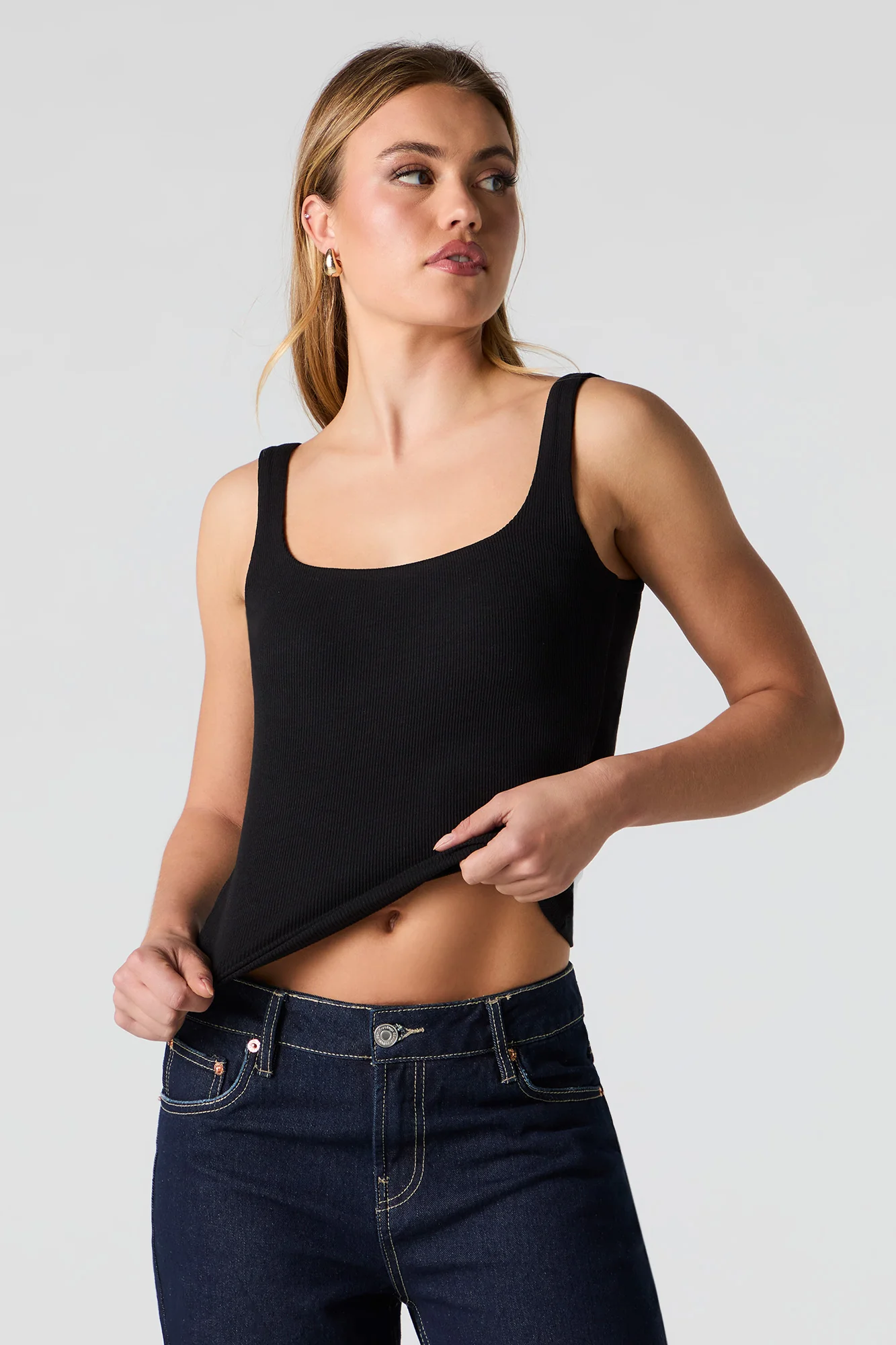Ribbed Square Neck Tank with Built-In-Cups - Image 5