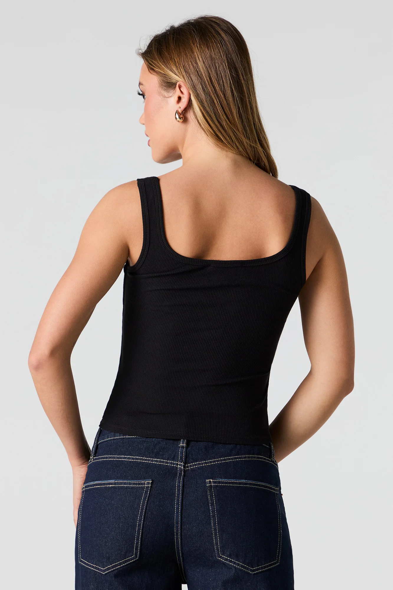 Ribbed Square Neck Tank with Built-In-Cups - Image 6