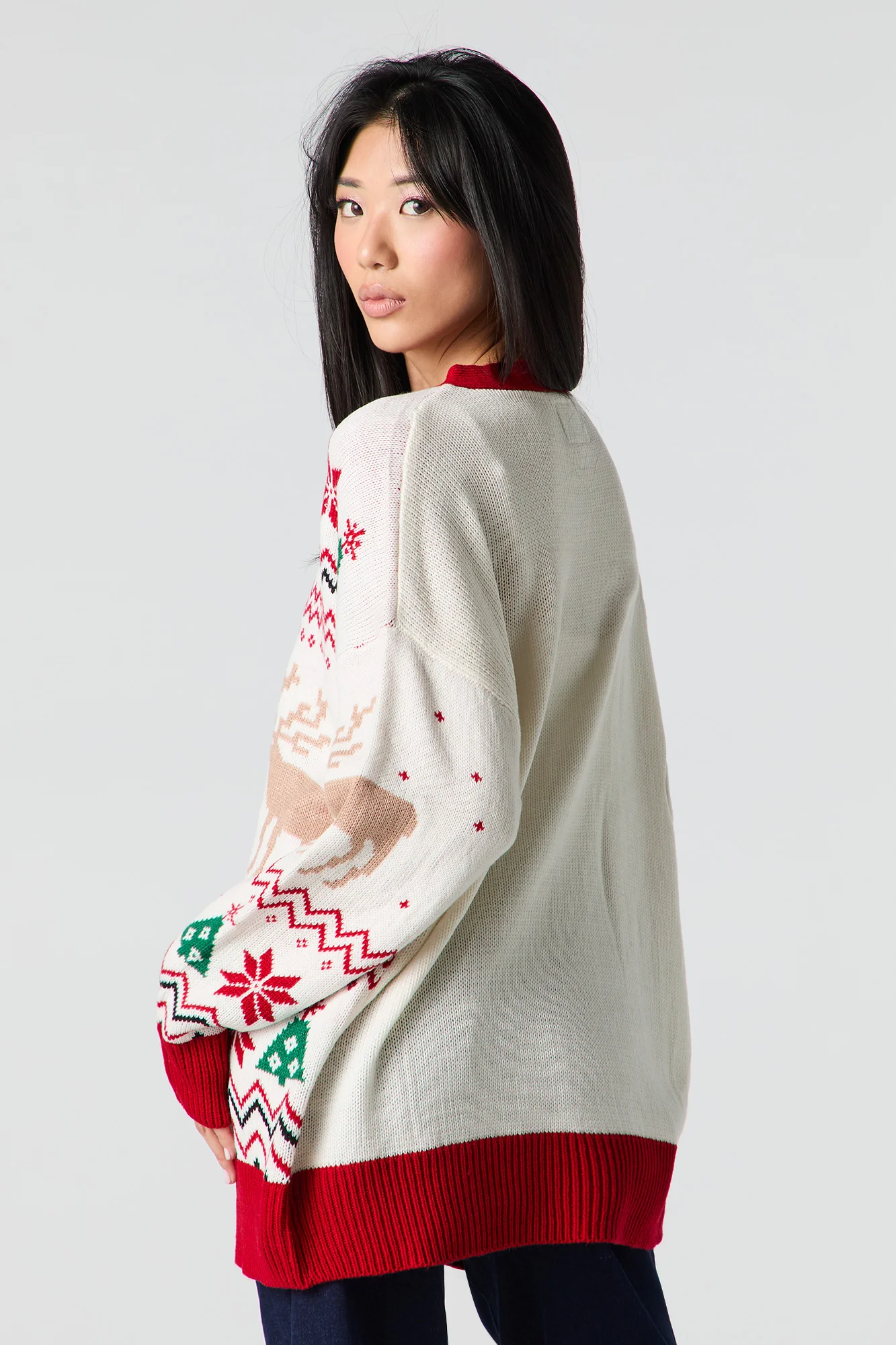Fair Isle Jacquard Knit Christmas Cardigan - Image 2