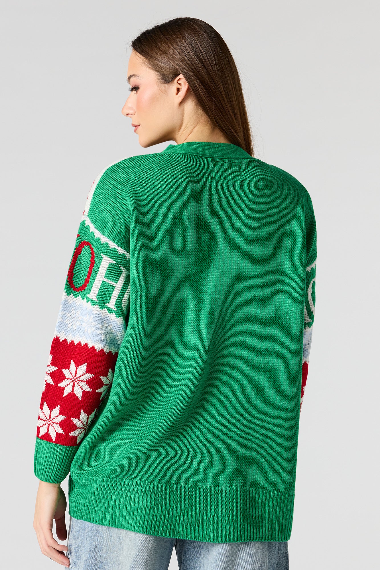 Santa Jacquard Knit Christmas Cardigan - Image 2