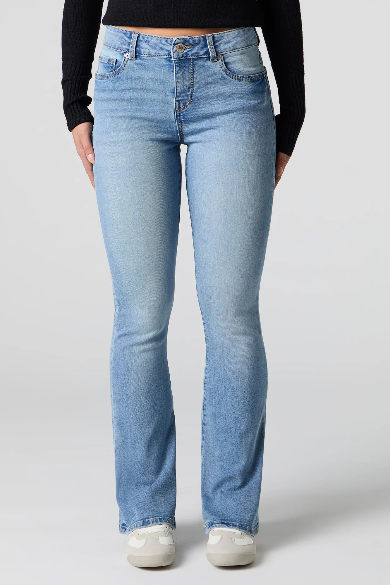Jean évasé extensible taille basse pâle - Image 2