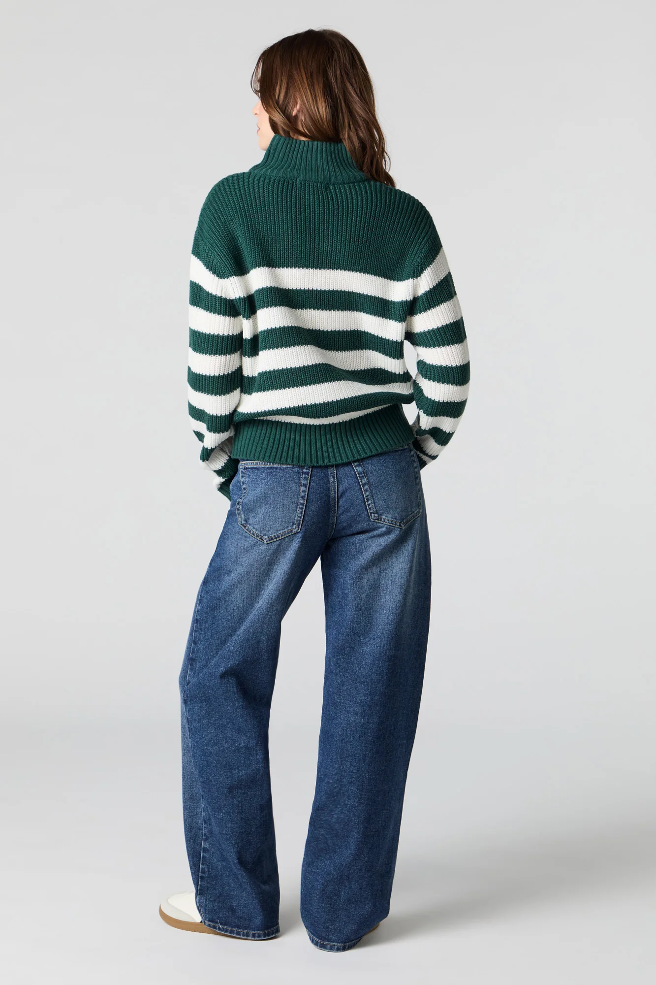Jean rigide taille haute à jambe large lavé foncé - Image 3