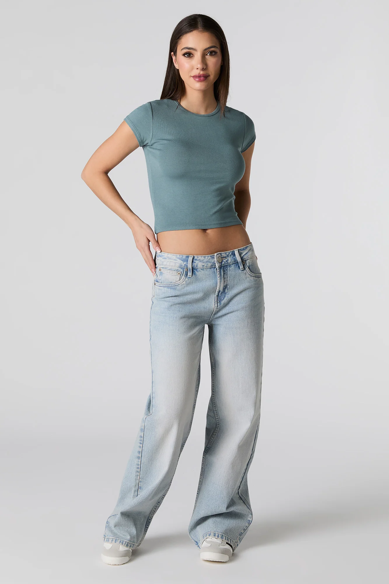 Cropped Ribbed T-Shirt - Image 15