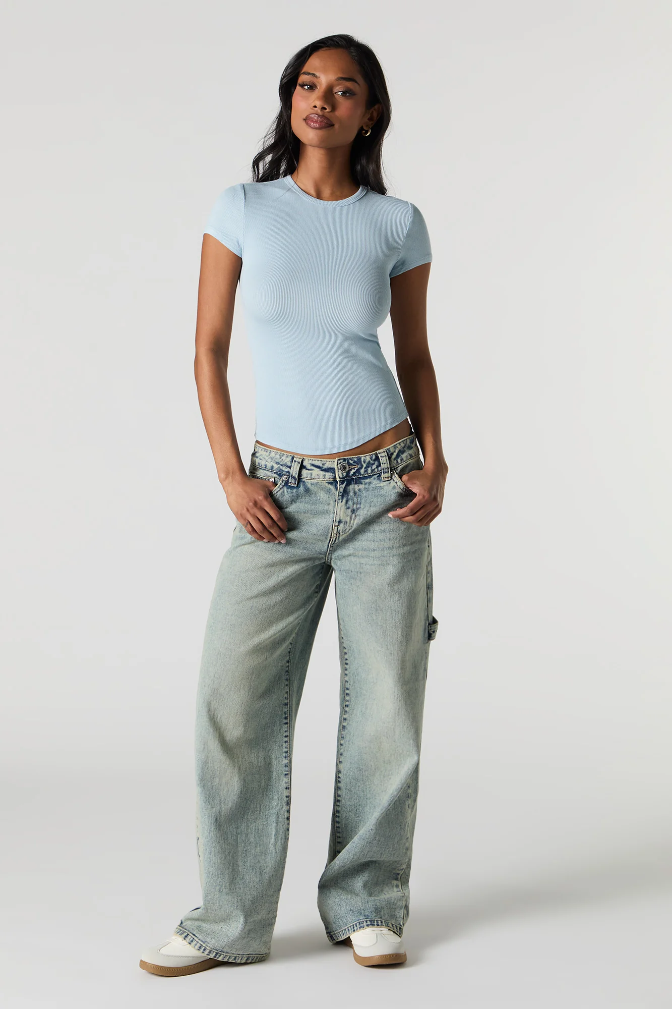 Ribbed Curved Hem T-Shirt - Image 18