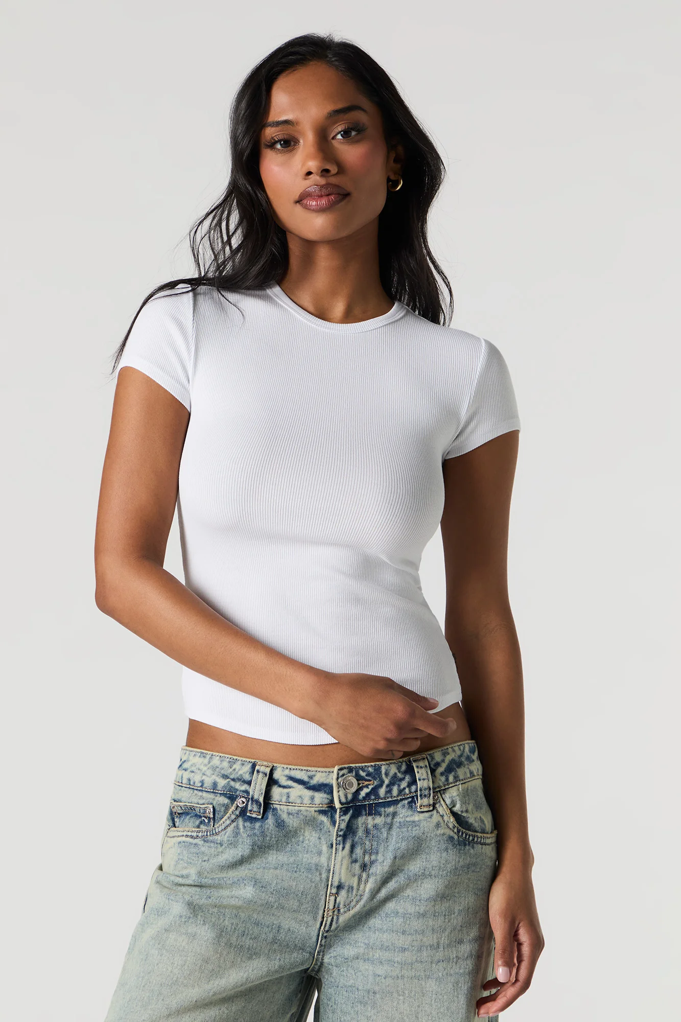 T-shirt côtelé avec ourlet arrondi - Image 13