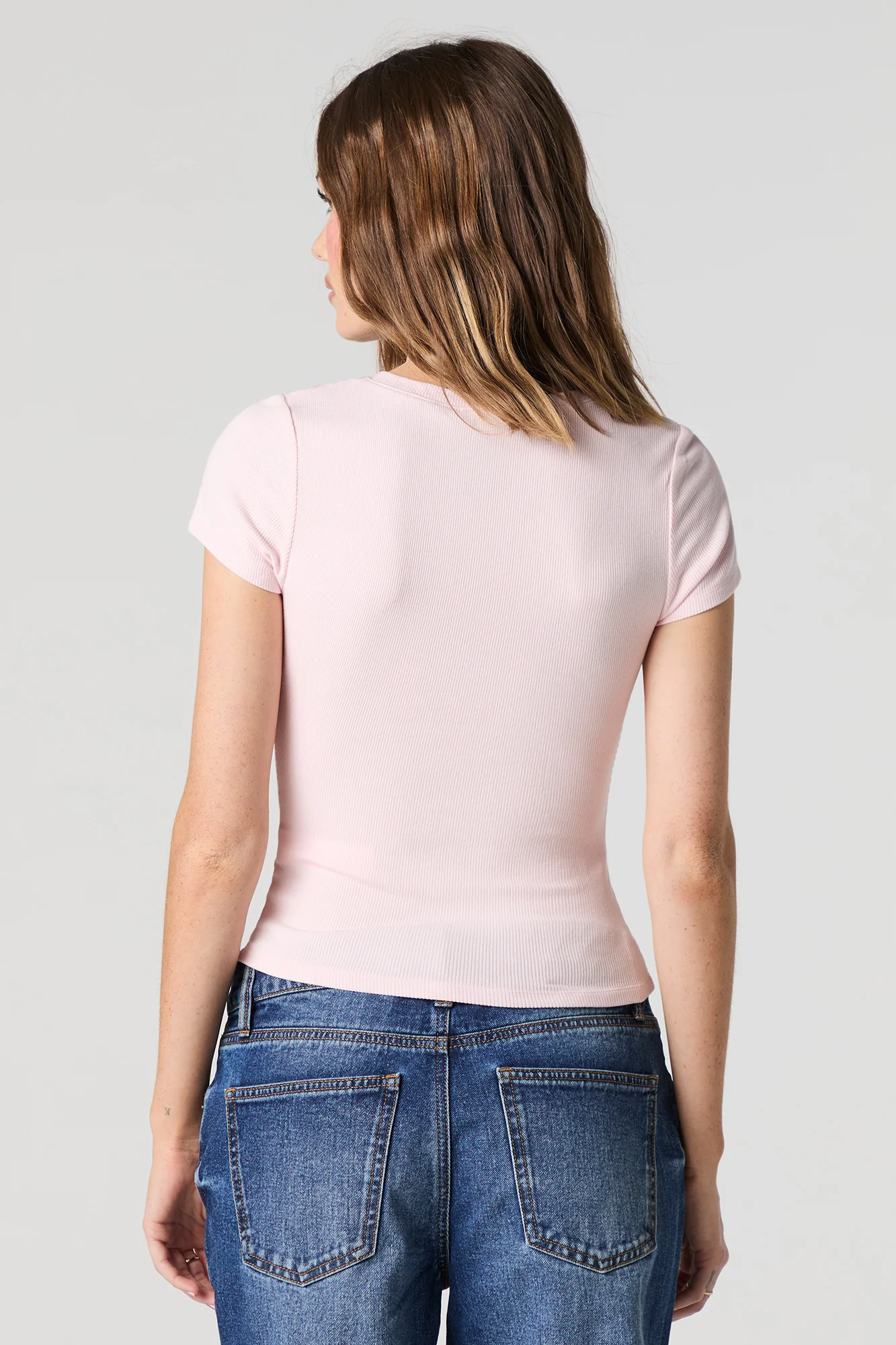 Ribbed V-Neck T-Shirt - Image 20
