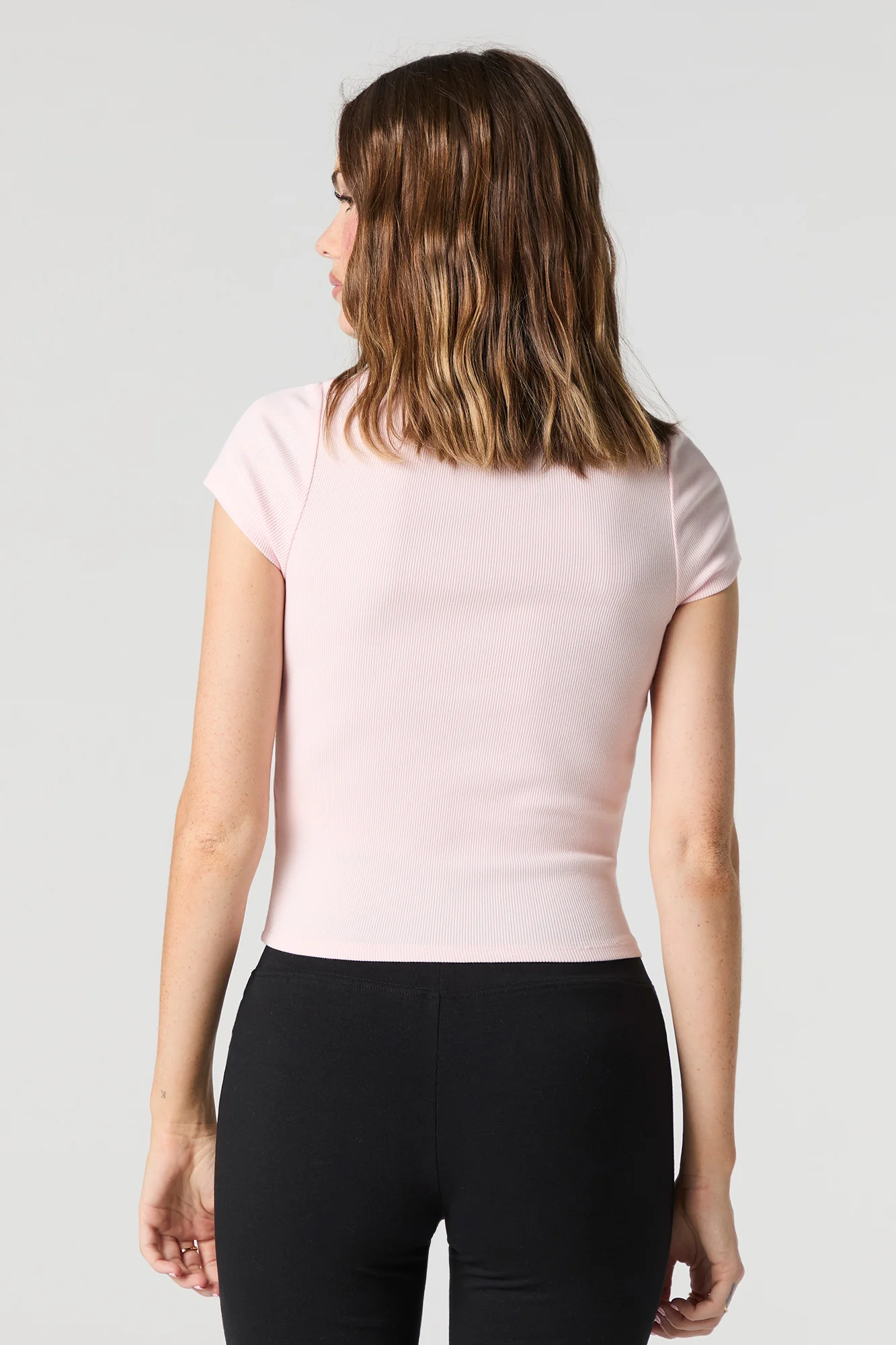 Ribbed Scoop Neck Button Front Top - Image 2