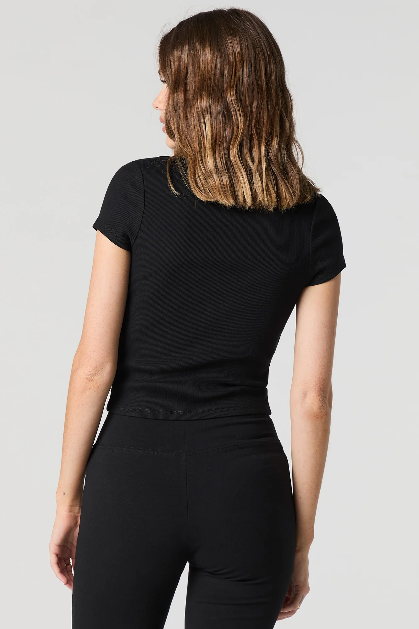 Ribbed Scoop Neck Button Front Top - Image 8