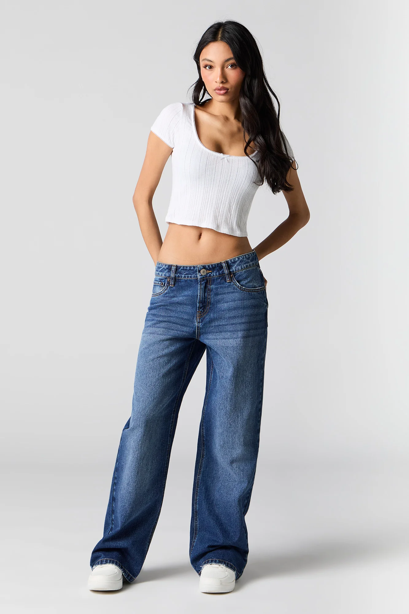 Pointelle Scoop Neck Crop Top - Image 12