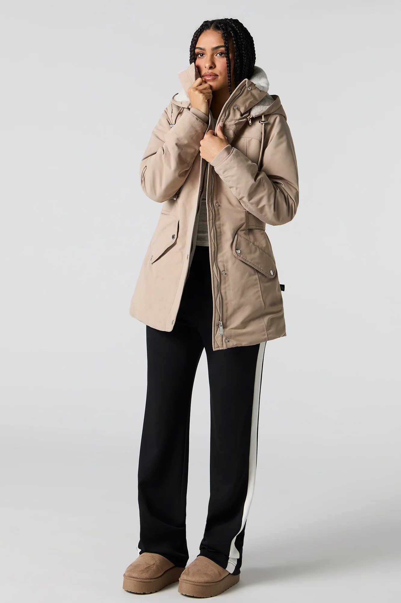Parka à capuchon doublée de similifourrure - Image 3