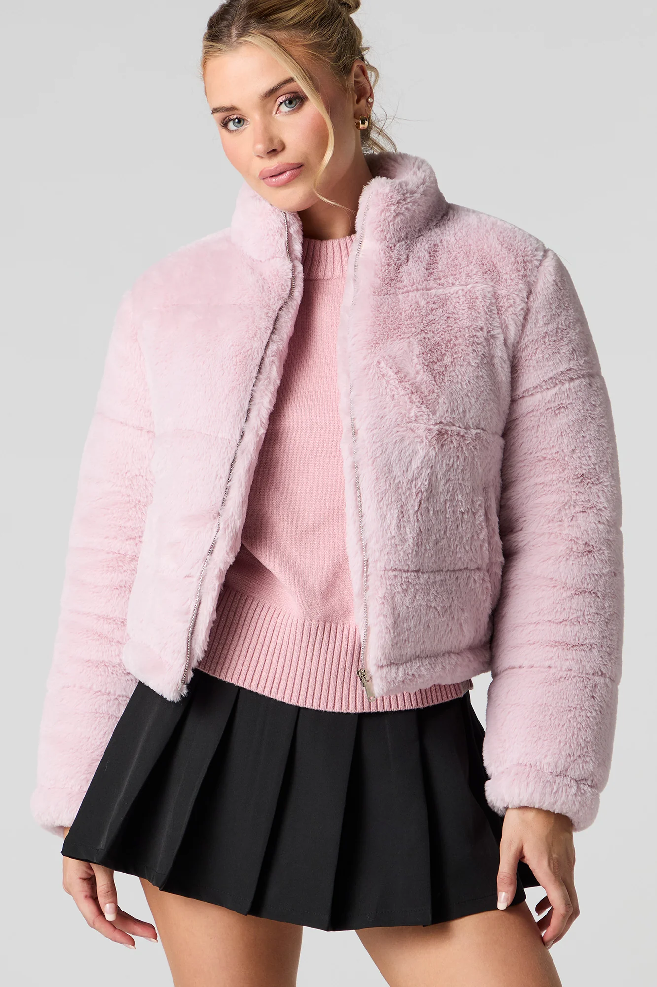 Blouson matelassé en similifourrure