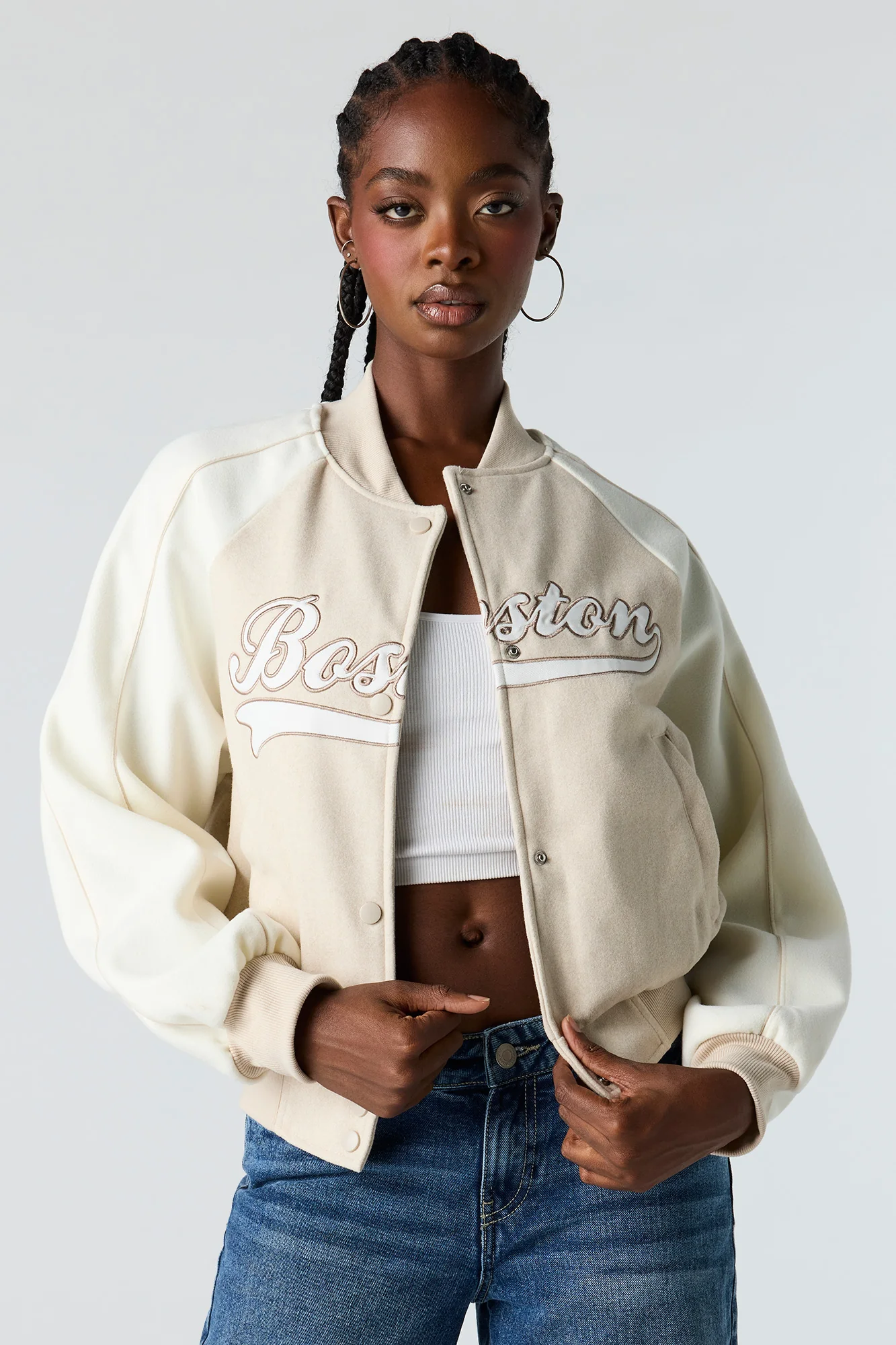 Embroidered Fleece Bomber Jacket - Image 4