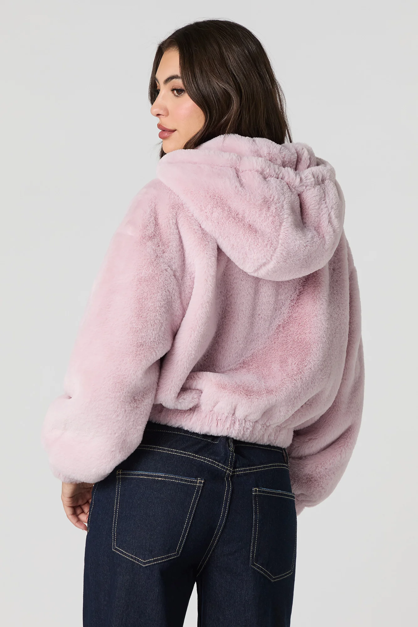 Faux Fur Hooded Bomber Jacket - Image 15