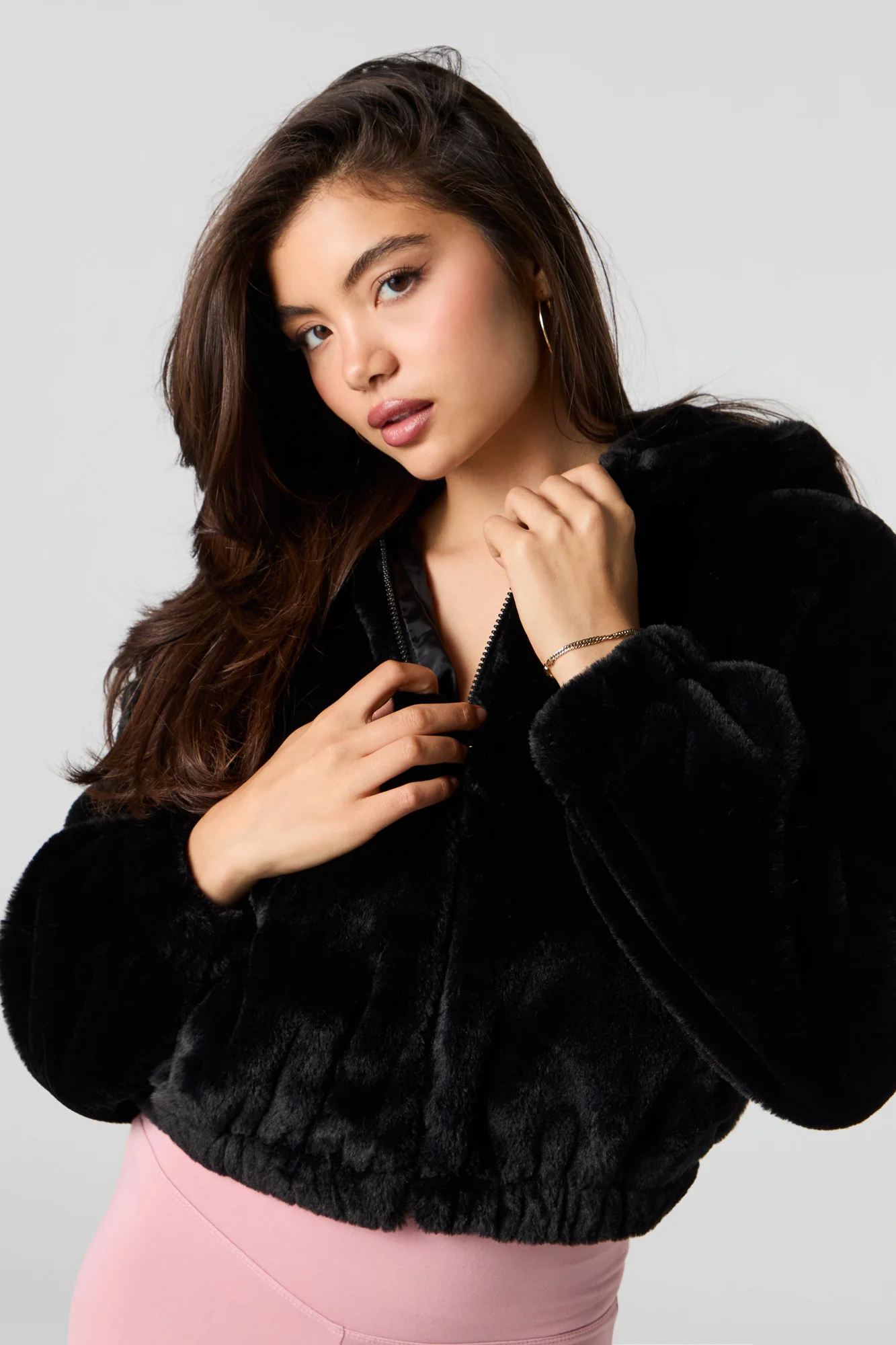 Faux Fur Bomber Jacket - Image 7