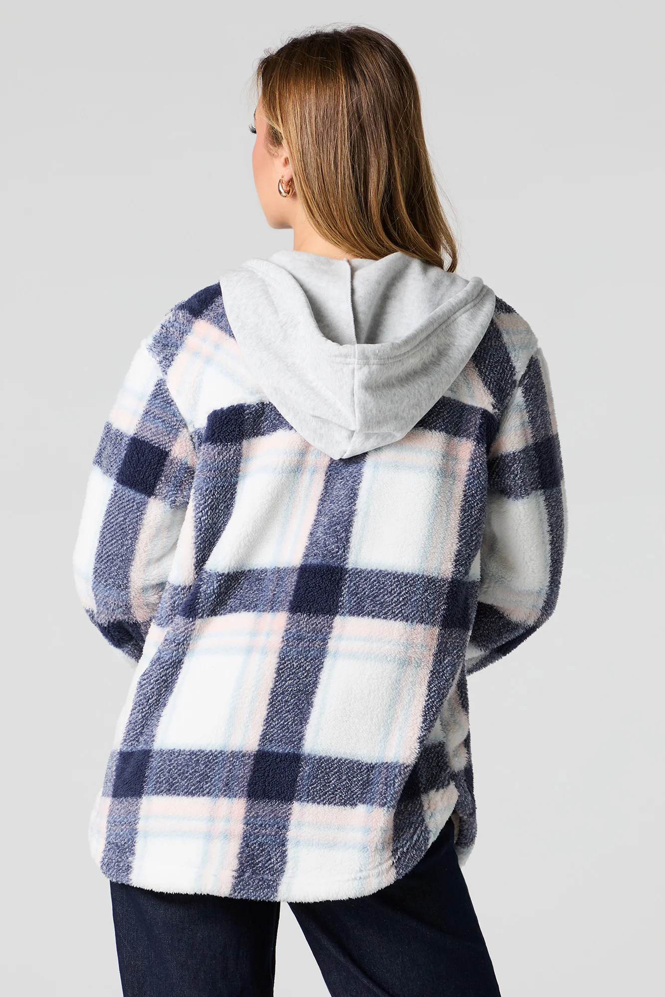 Plaid Sherpa Hooded Shacket - Image 9