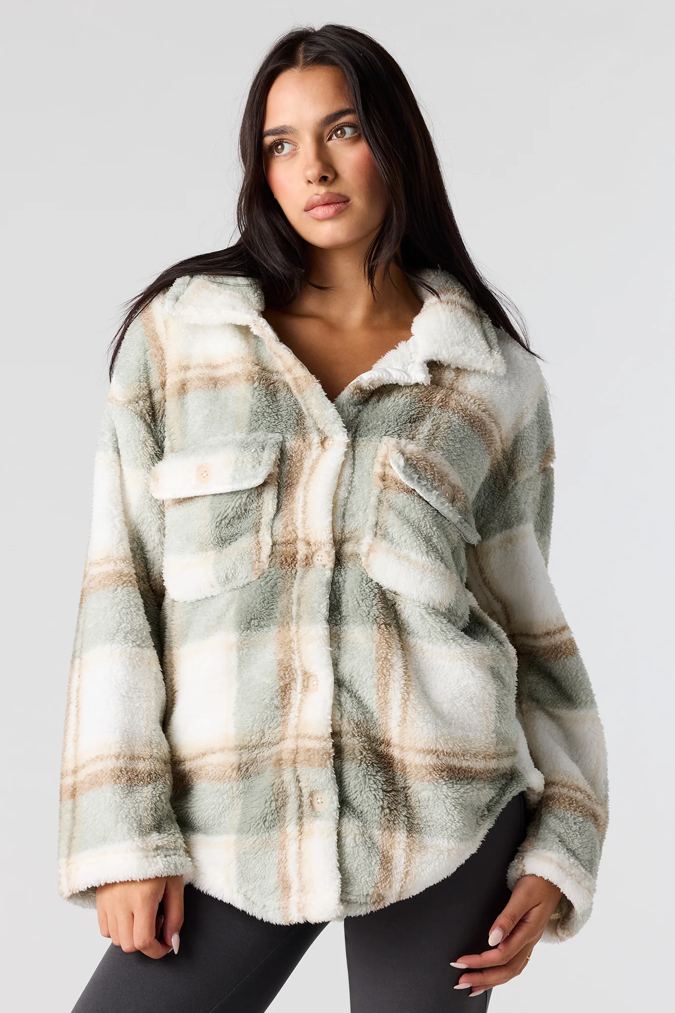 Plaid Sherpa Shacket - Image 4