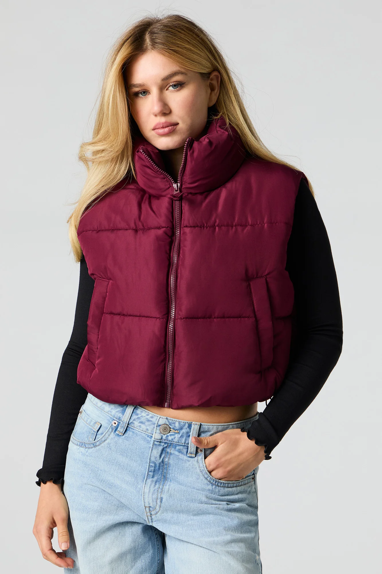 Mock Neck Puffer Vest - Image 10