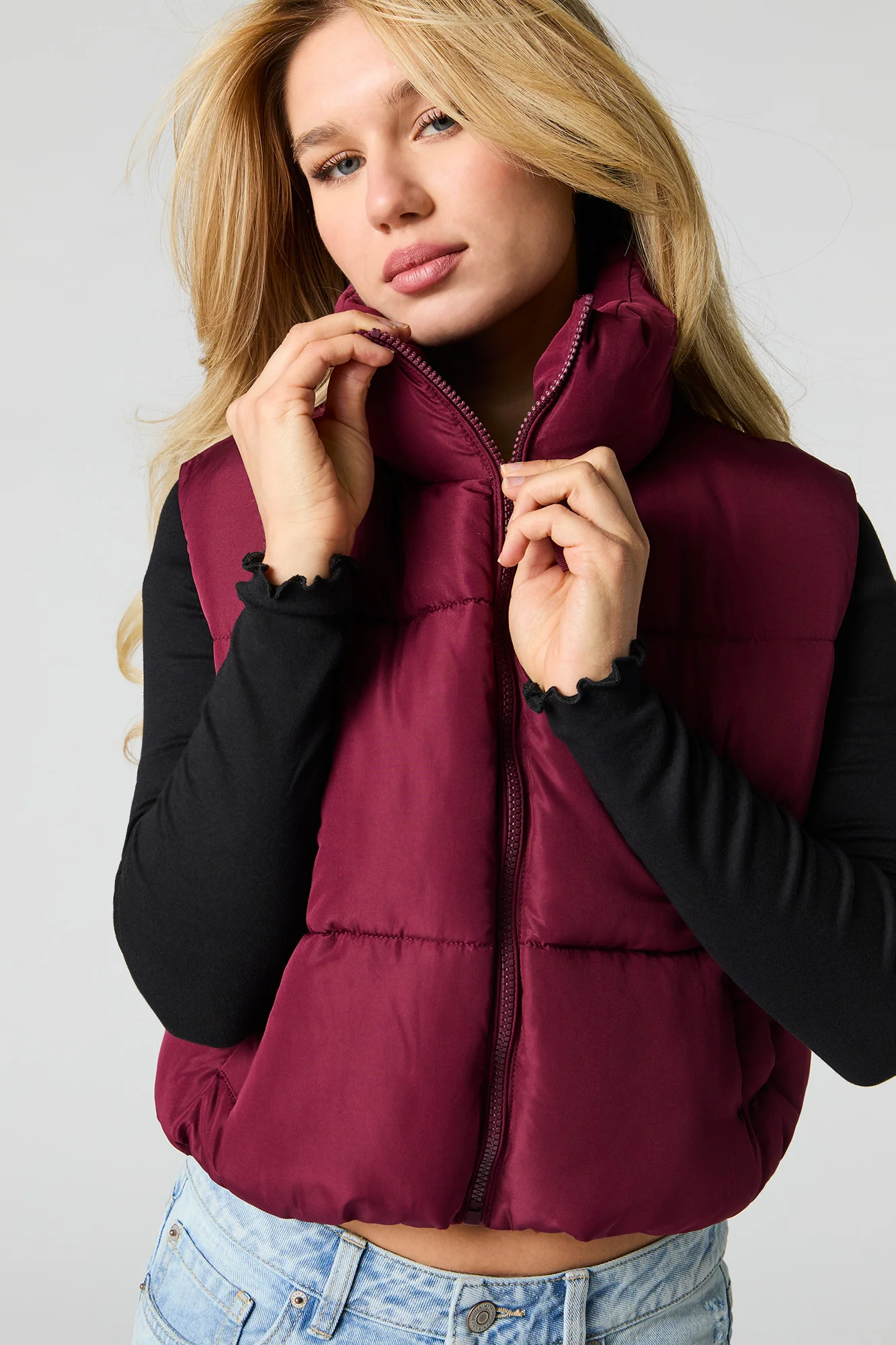Mock Neck Puffer Vest - Image 7