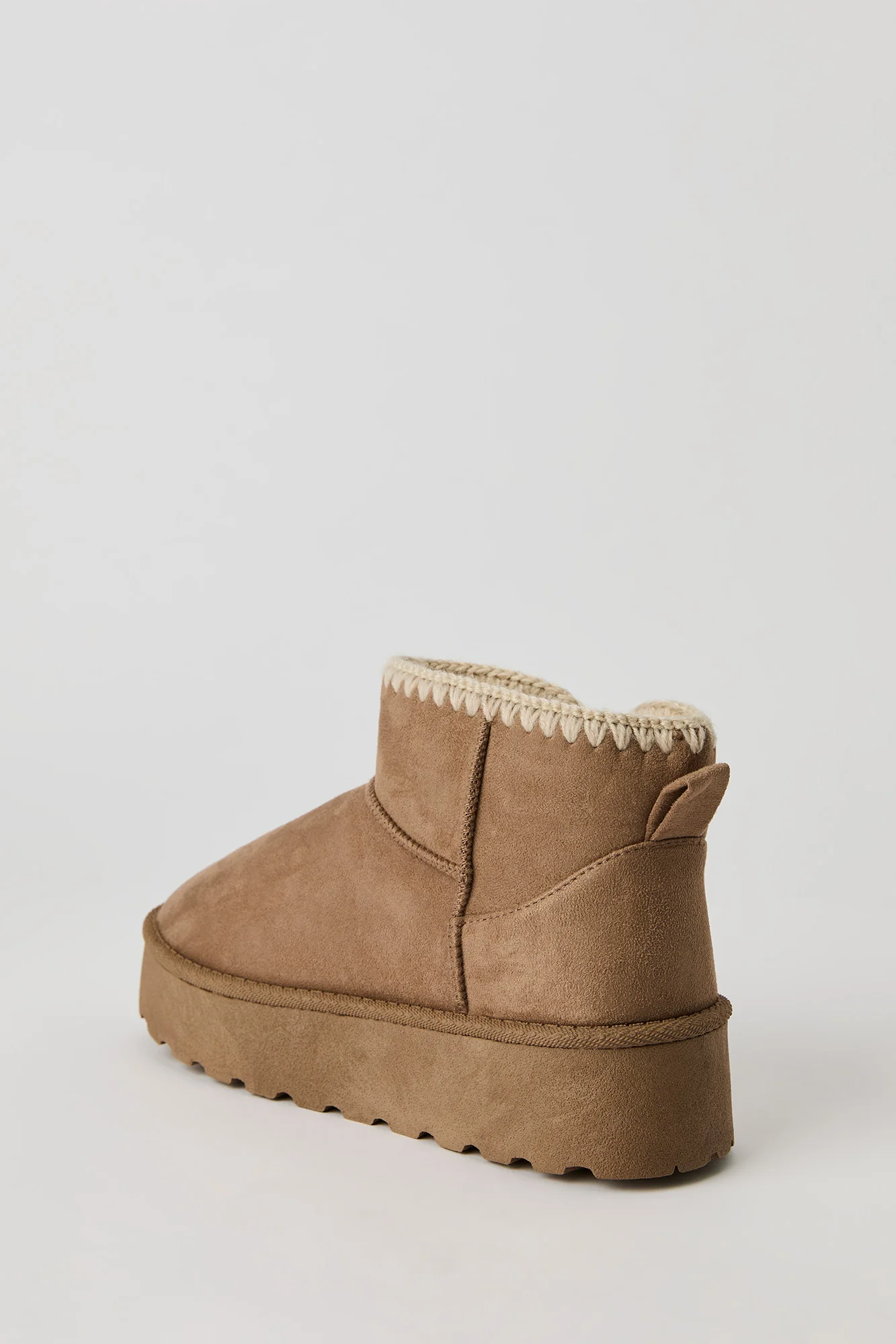 Faux Suede Stitched Trim Platform Slipper Booties - Image 7
