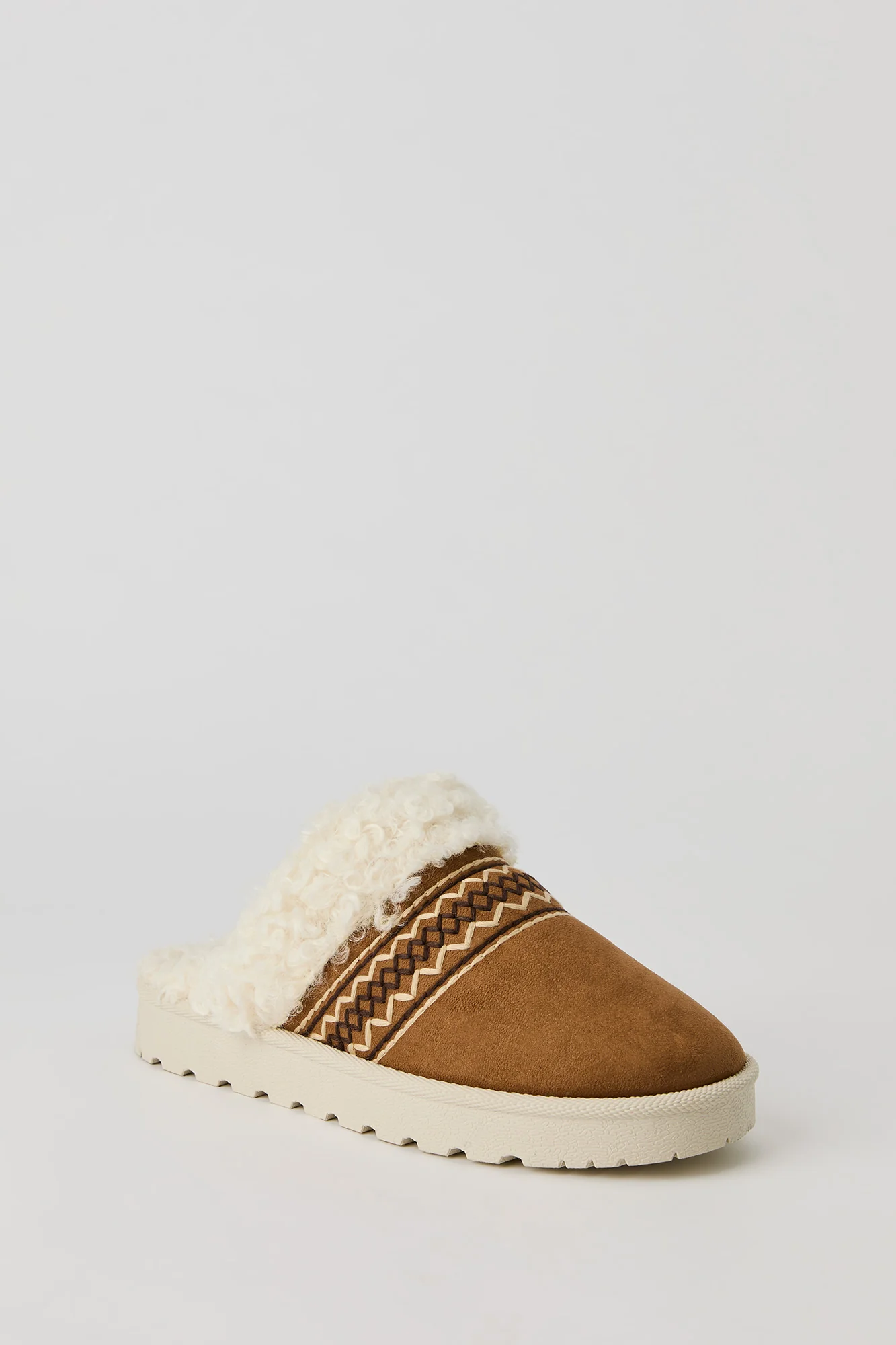 Embroidered Faux Fur Collared Slipper Booties - Image 2