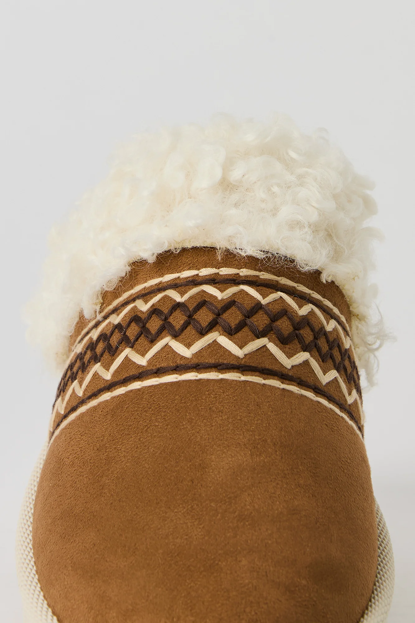 Embroidered Faux Fur Collared Slipper Booties - Image 4